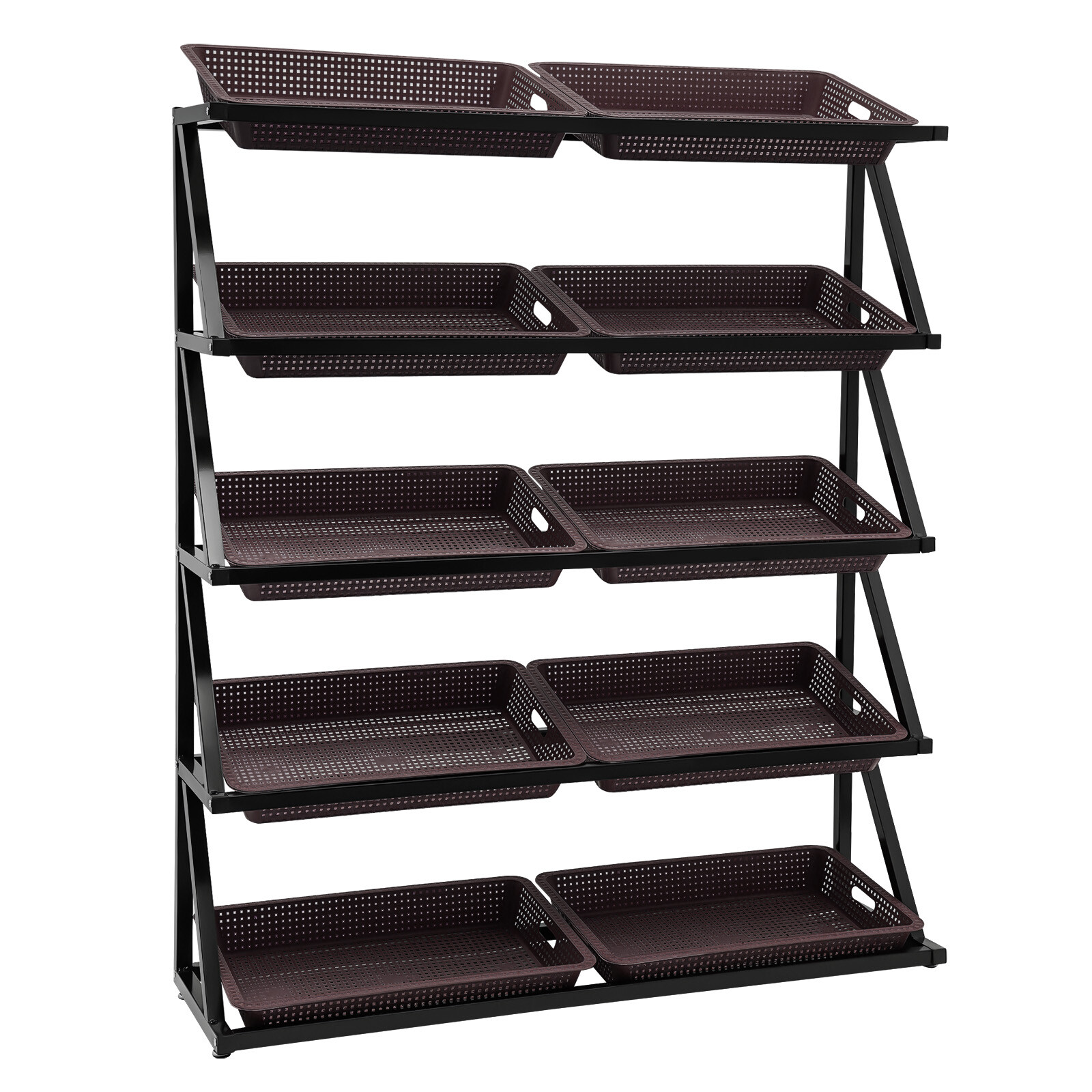 Market Retail Display Rack Shelf + 10x Merchandiser Fruit Vegetable Snack Basket