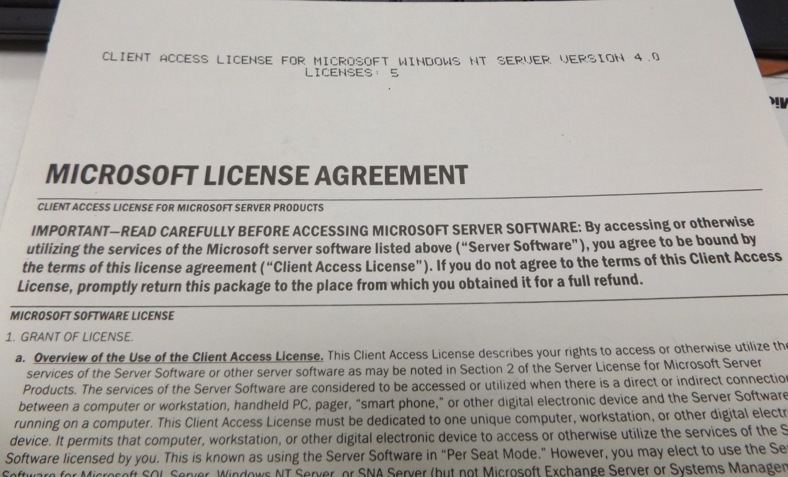 Microsoft Windows NT Server 4.0 Retail Box+SP4+5 Client Access Lic.-Sealed