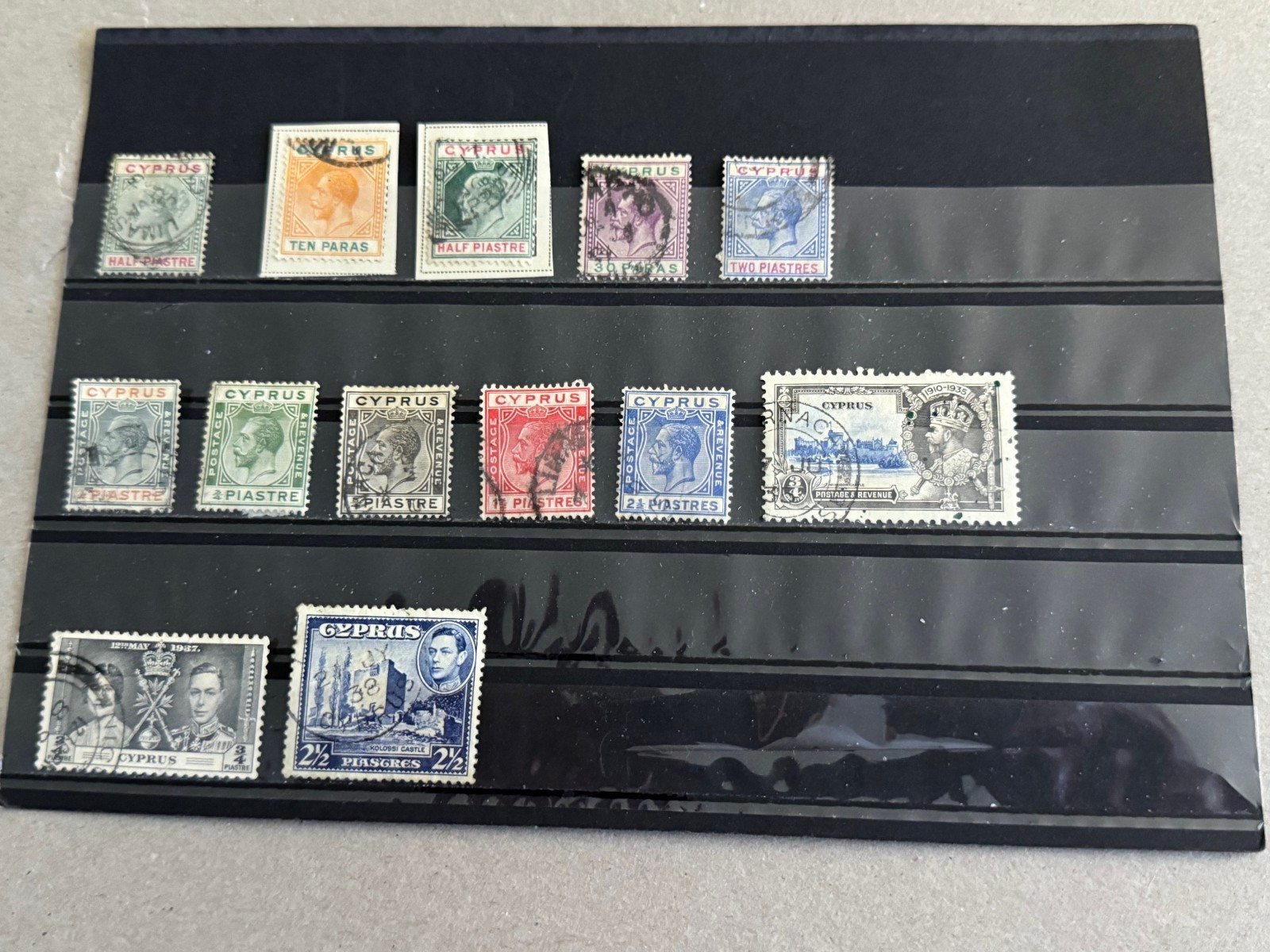 Cyprus group of 13 stamps loose Scott Cat 28/148 1894-1938