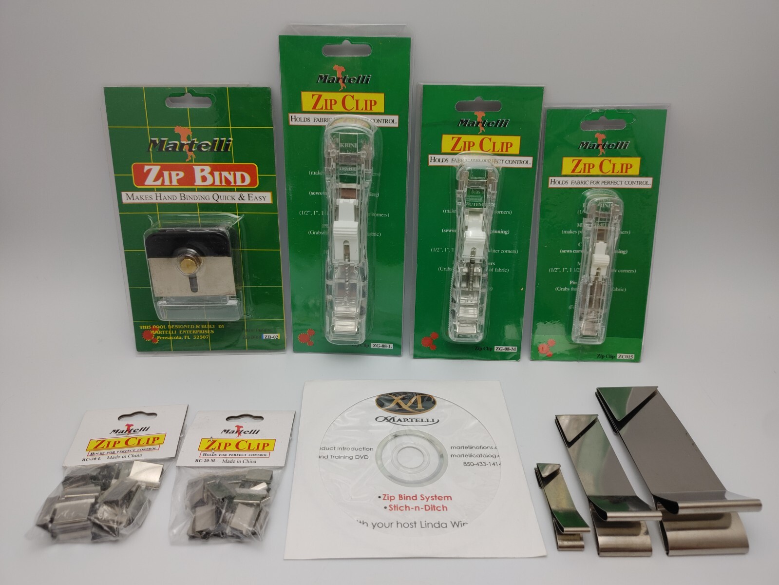 Martelli Quilting Tools Lot ZIP BIND ZIP CLIP Binding Fabric + Training DVD