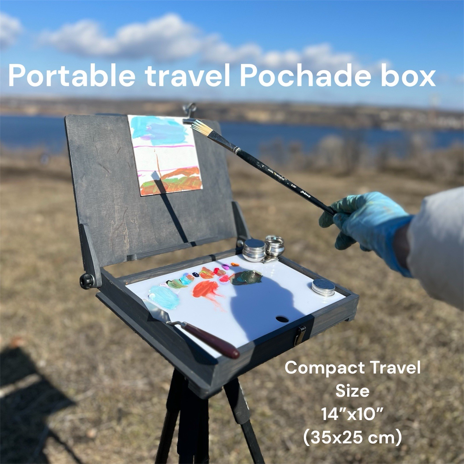 Deep Pochade  Box 14*10 “ Plein Air Travel Easel -Portable Artist paint storage