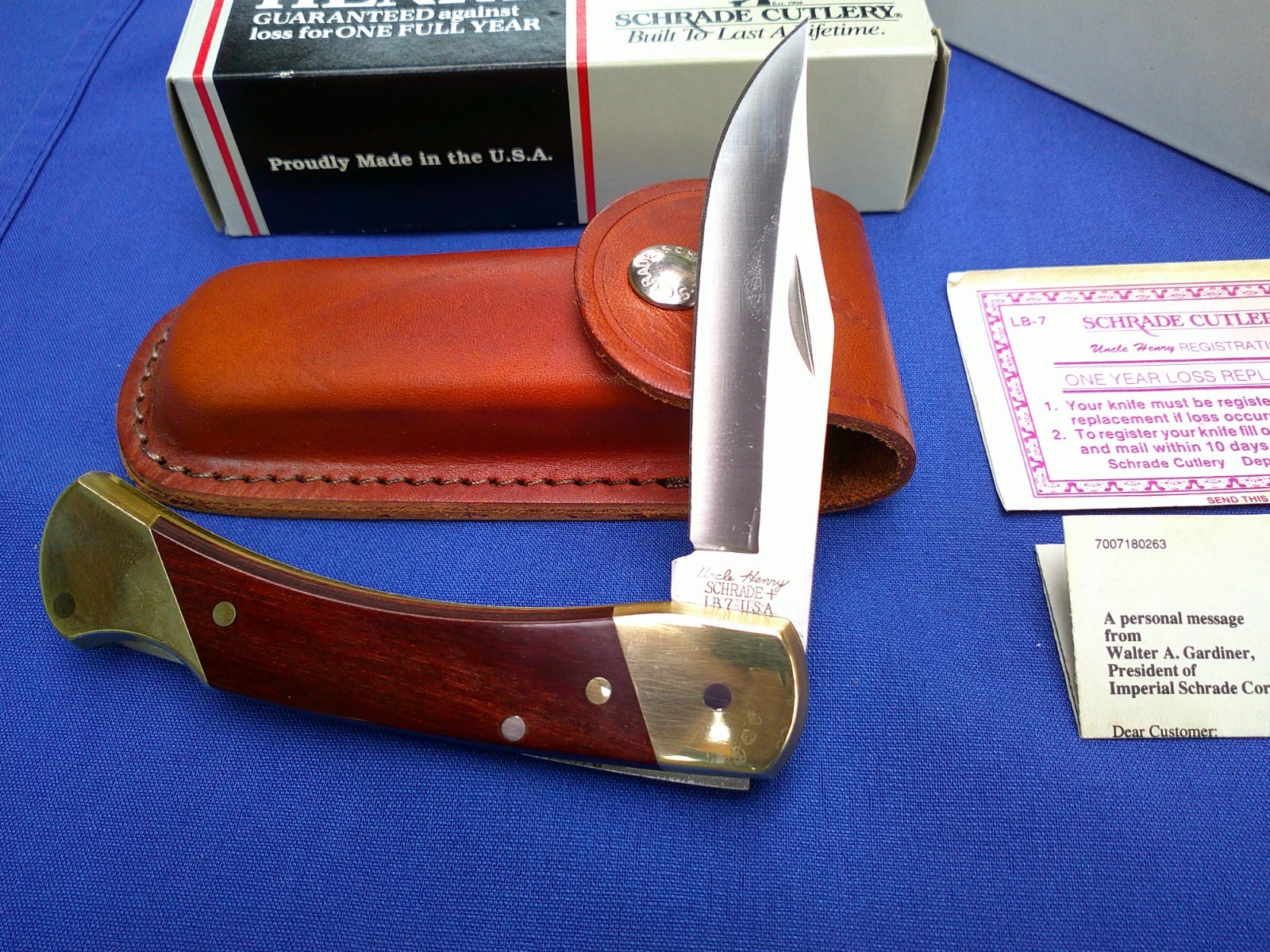 Schrade Uncle Henry LB7 Bear Paw USA Lock Back Pocket Knife w/Sheath NIB