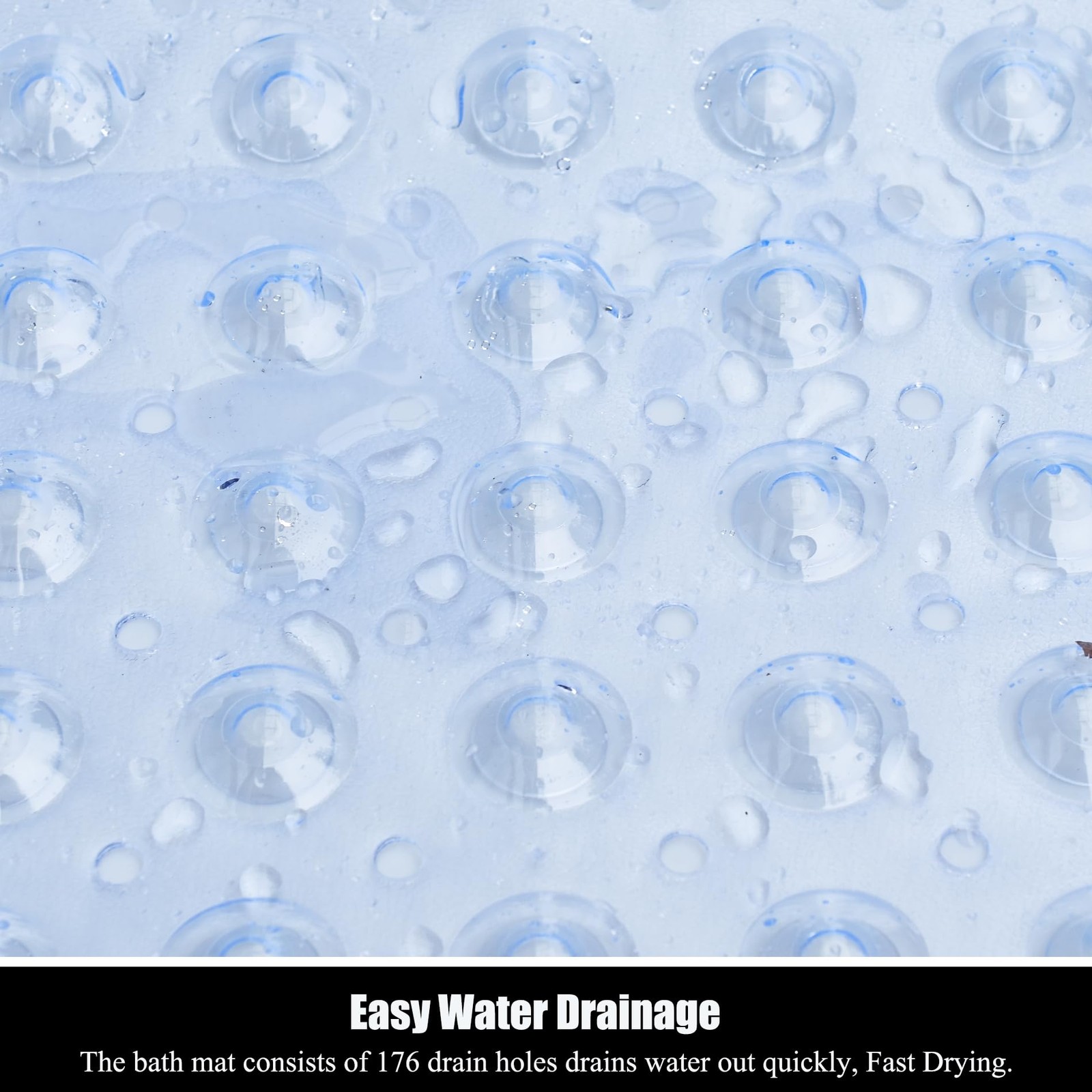 40 x 16 Inch Machine Washable Tub Mats With Suction Cups And Drain Holes Perfect