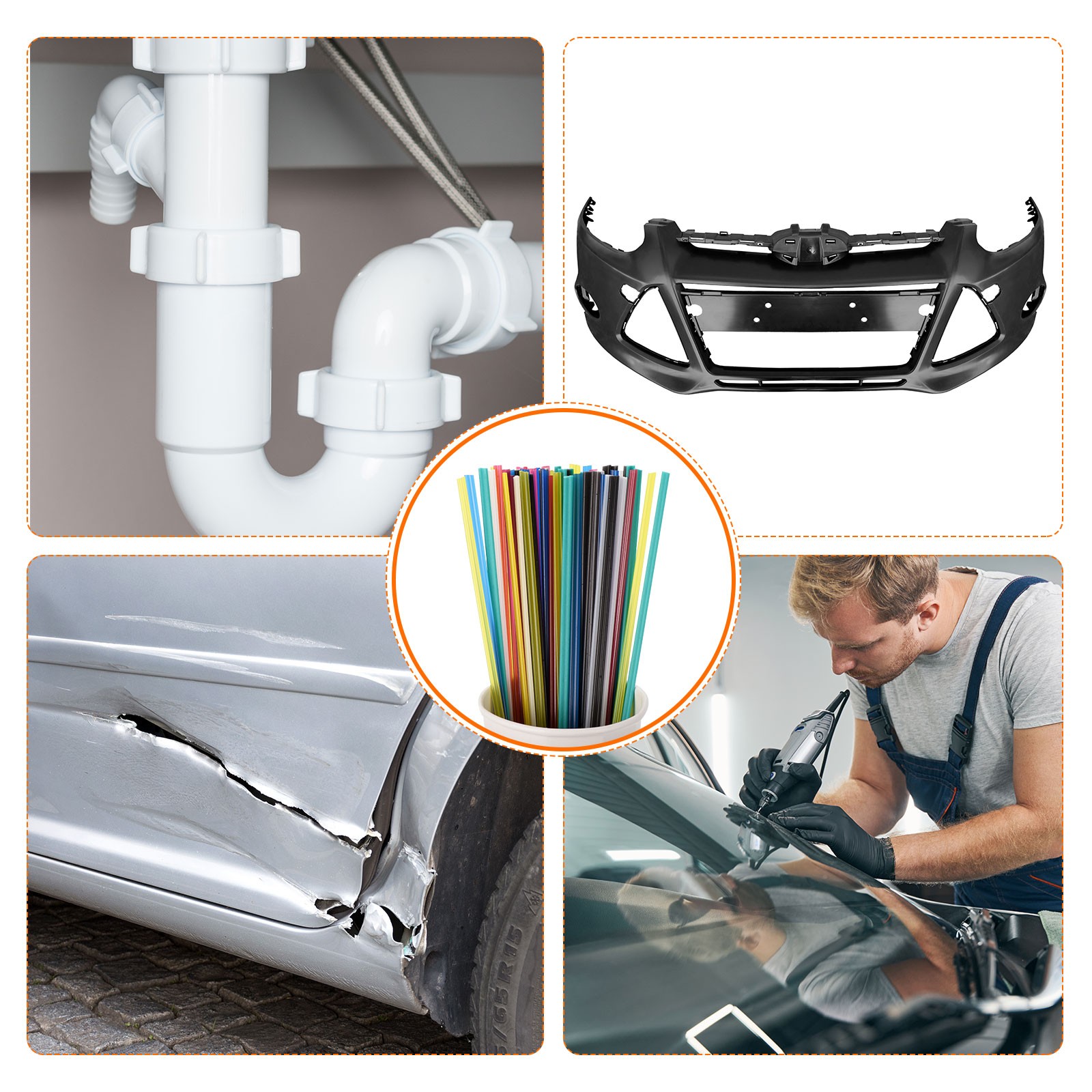 20Pcs 8" Plastic Welding Rods ABS Welding Strips for Plastic Welder Black