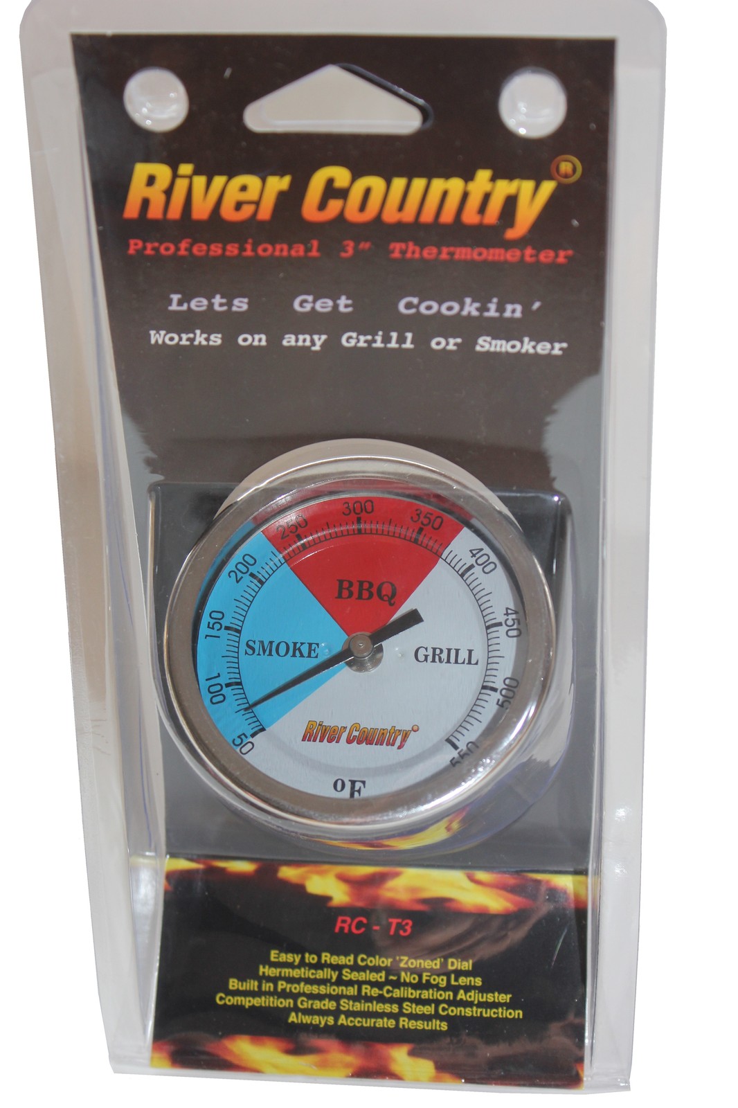 3" RCT3 BBQ CHARCOAL GAS ELECTRIC GRILL SMOKER PIT THERMOMETER ADJUSTABLE