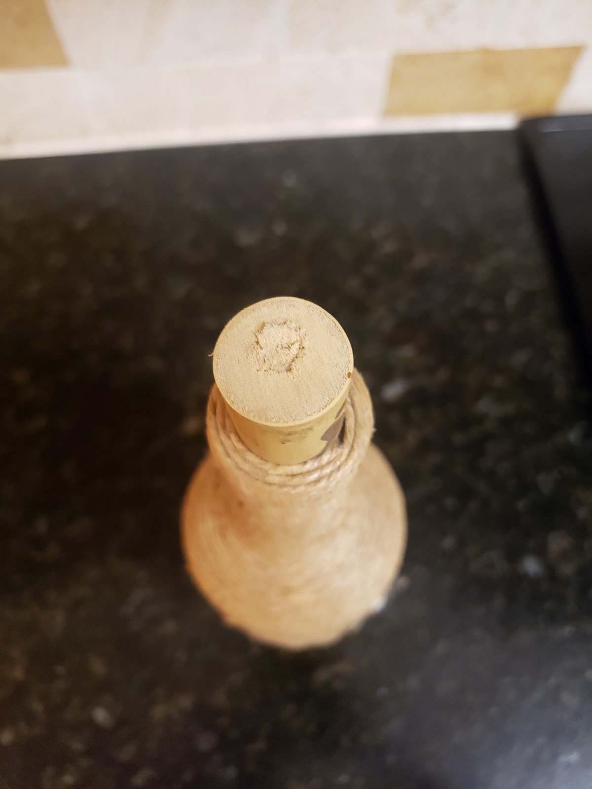 Handmade Twine Wrapped Wine Bottle Flower Vase W Owl Accent