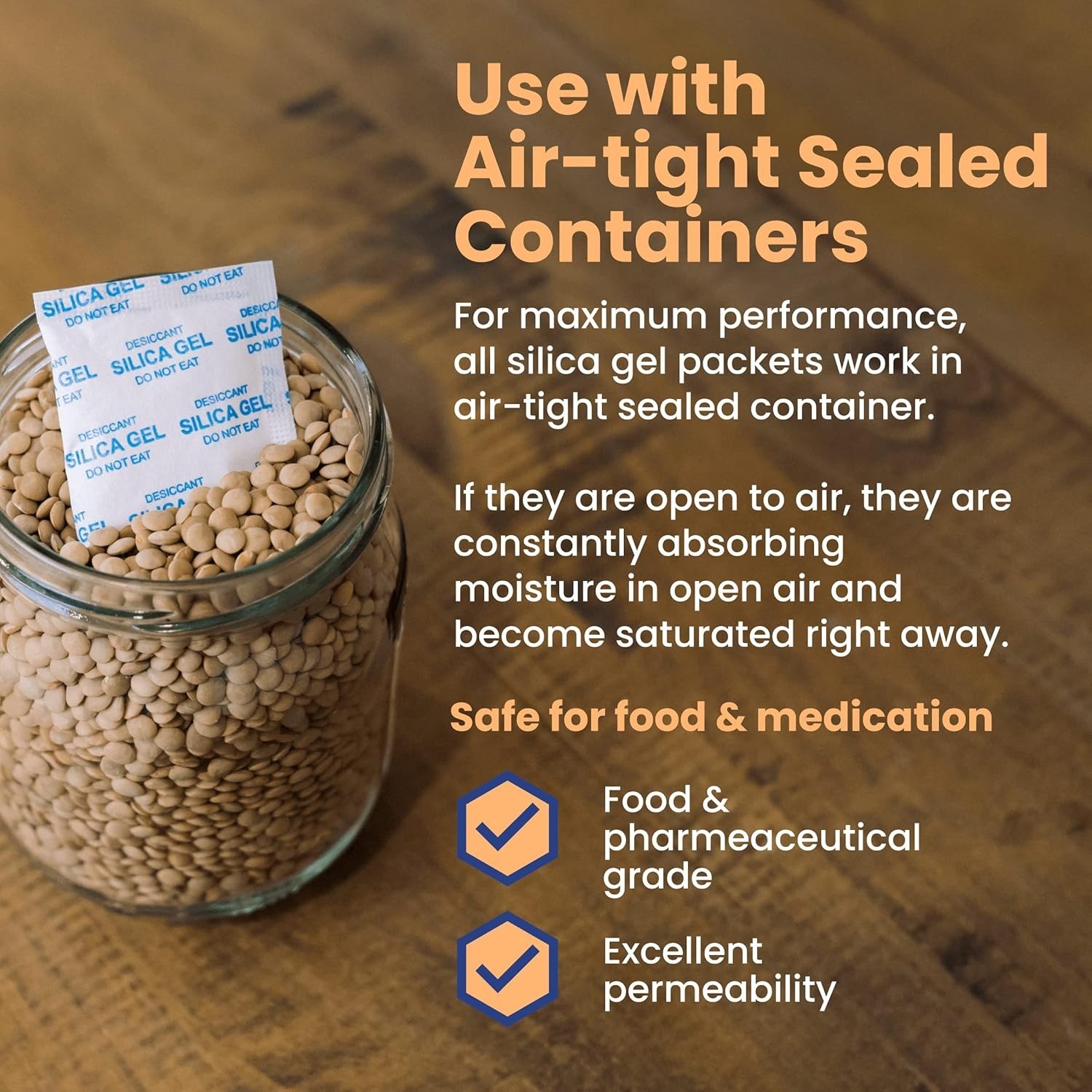 100 Pack 5g Silica Gel Desiccant Moisture Absorber Bags Rechargeable Food Safe