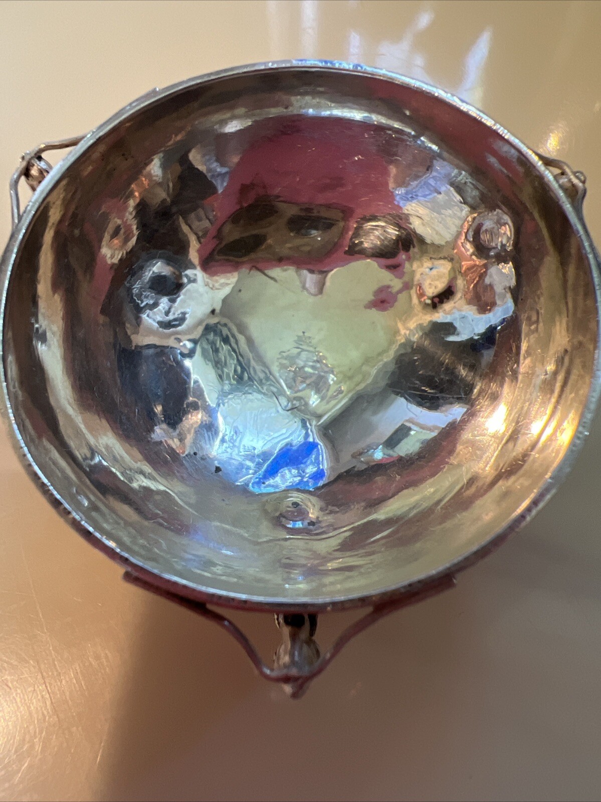 Antique Chinese Sterling Silver Dragon Salt Cellar Bowl VERY OLD GOOD CONDITION