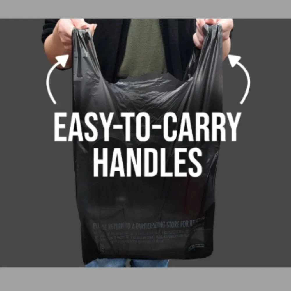Black T-Shirt Carryout Bags, 11.5" x 6.5" x 22" 1000 ct. Free Shipping