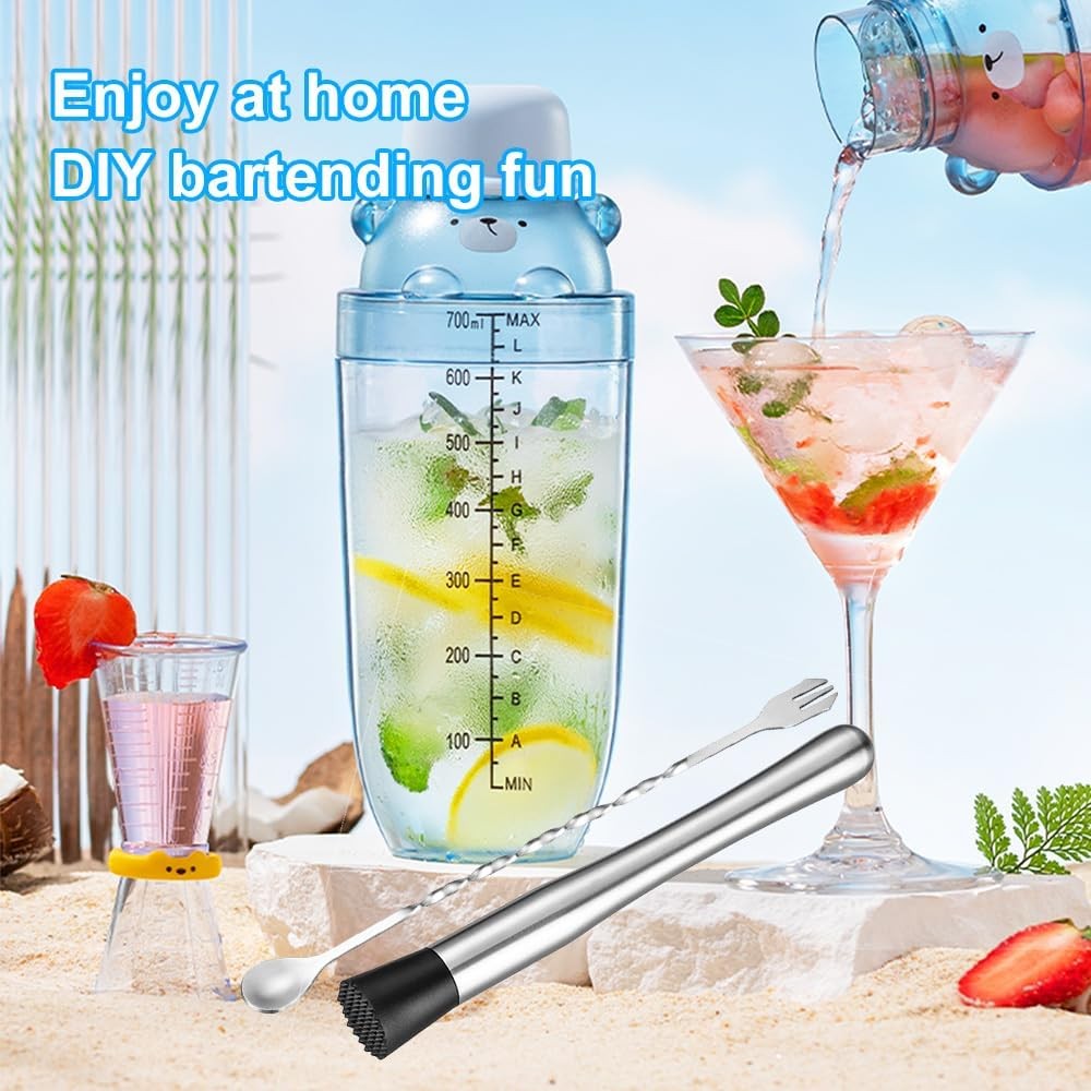 2 Pcs Muddler for Cocktails,10 Inch and 8 Bar Silver