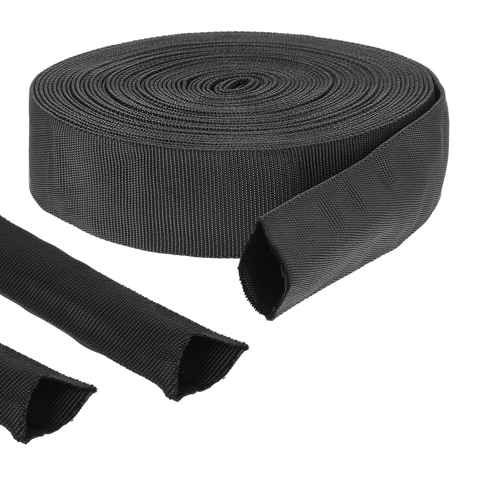 33 FT Nylon Hydraulic Hose Protector Sleeve Black Protective Cover Hose Sheath