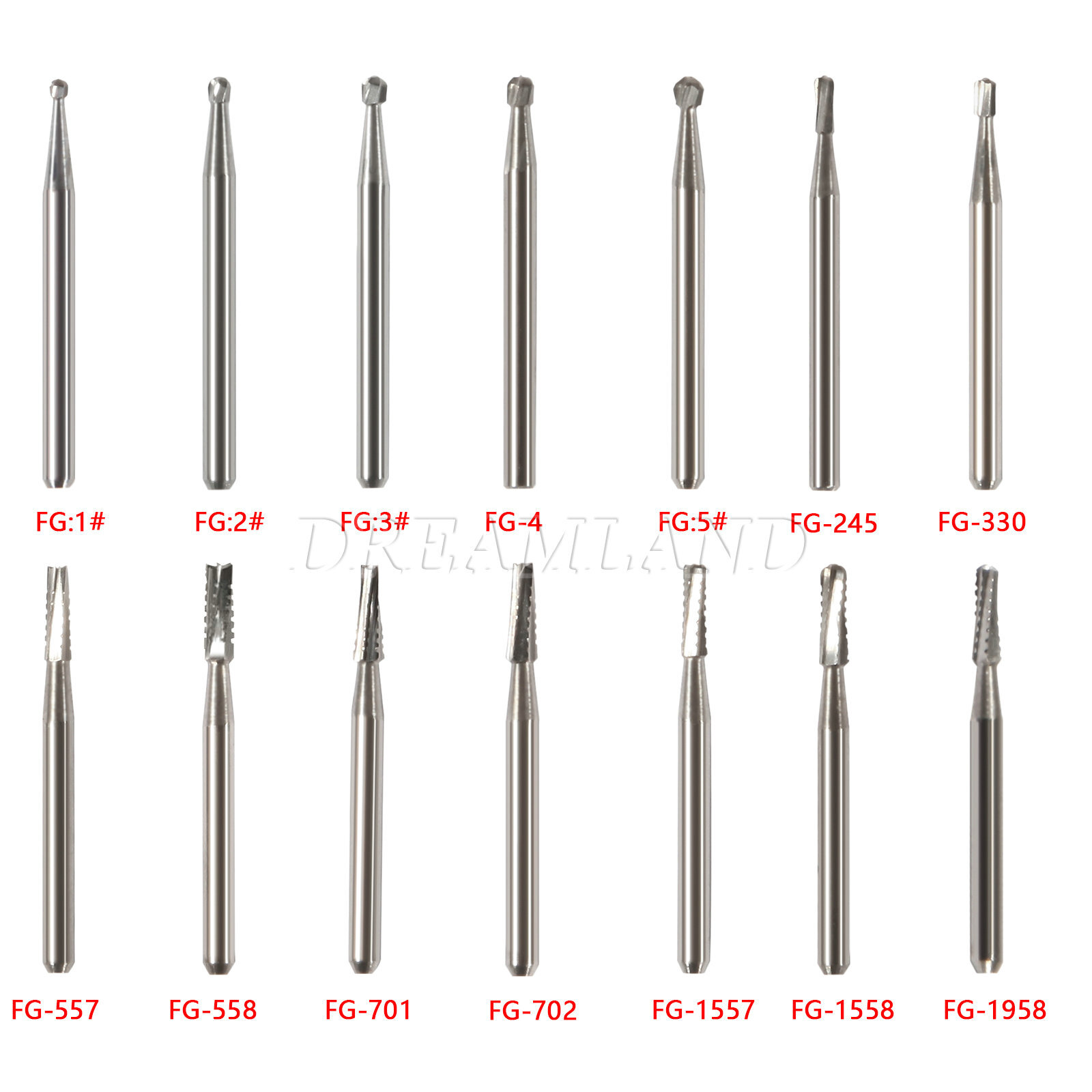10-100PCS Dental Round Carbide Steel Drills Burs FG Bur for High Speed Handpiece