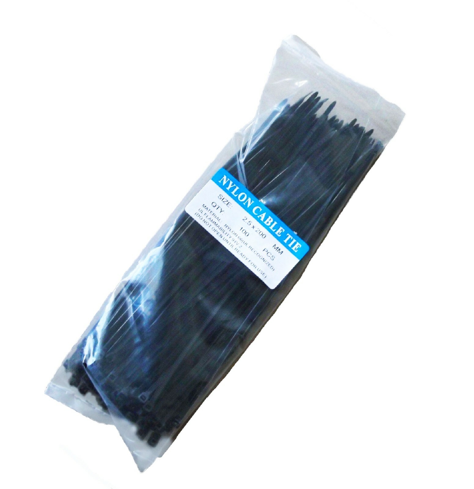 1000 Pack - 200 X 2.5MM Nylon Cable Zip Tie Wraps in Black