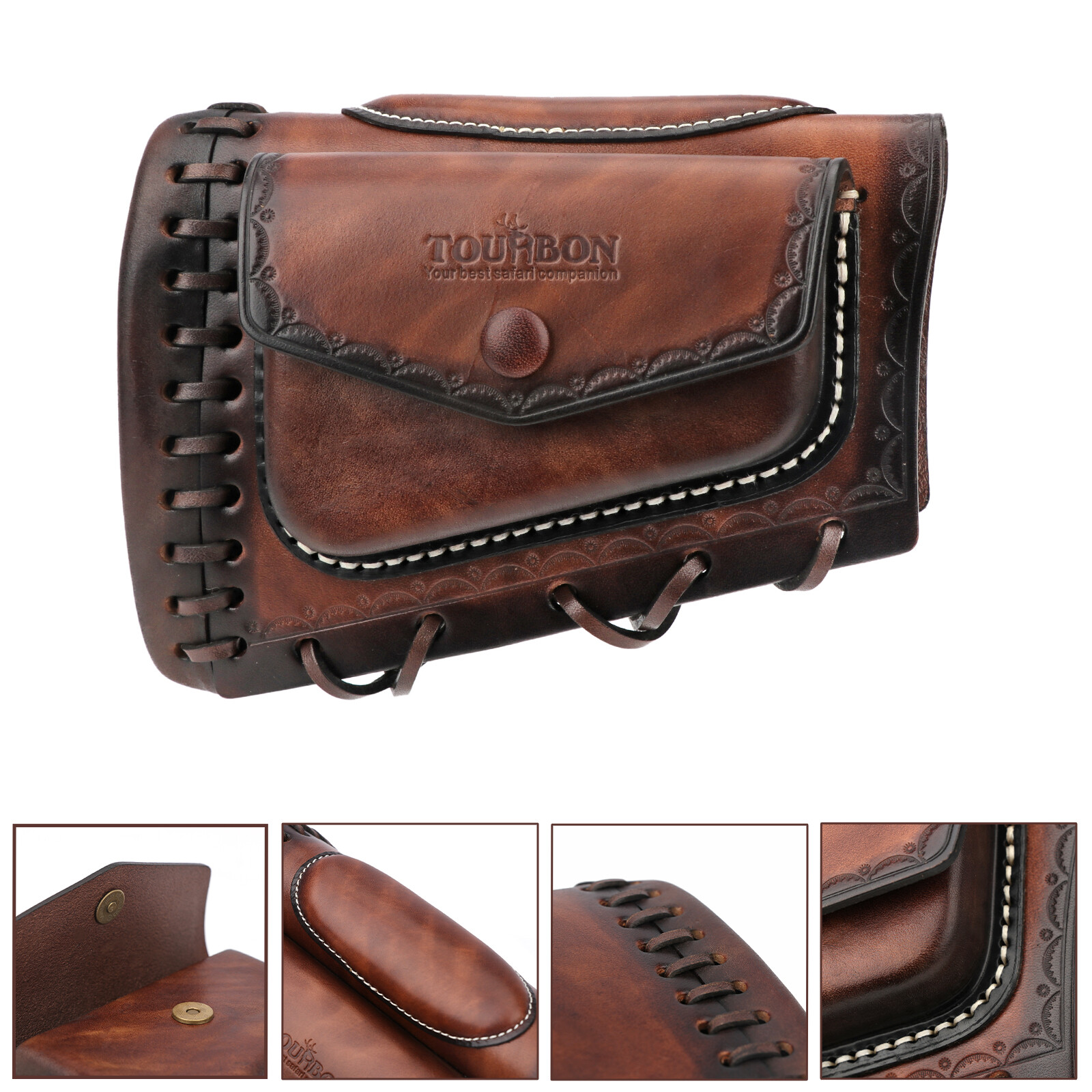 Tourbon Leather Slipon Recoil Pad Rifle Cheek Rest Riser Gun Buttstock Cover Bag