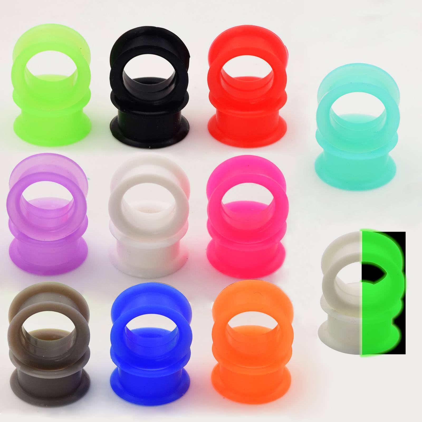48PCS/LOT Thick Silicone Ear Gauges Double Flared Earskin Tunnels Plugs Expander