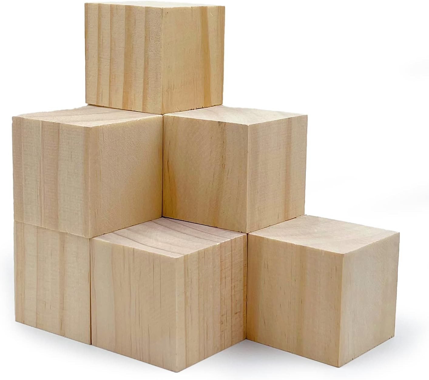 Wood Blocks for Crafts, Unfinished Wood Cubes, 2 Inch Natural Wooden Blocks, Pa