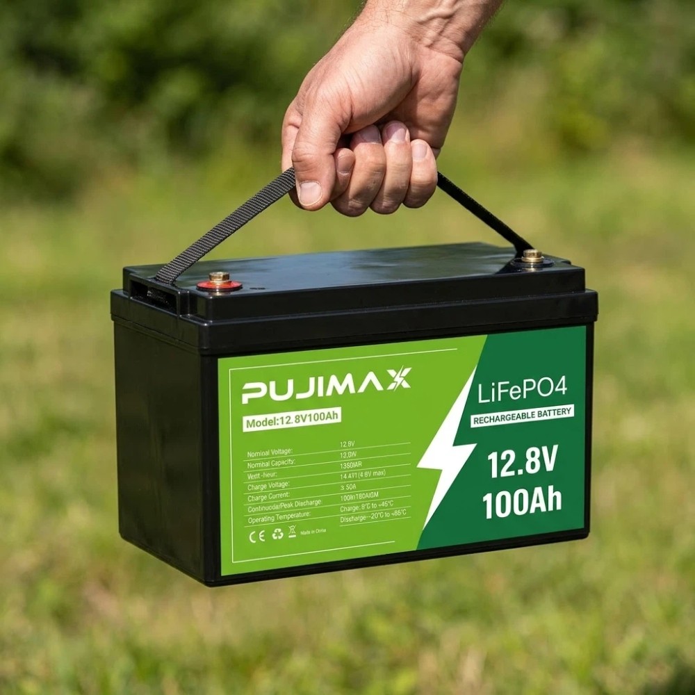 12V 100Ah LiFePO4 Lithium Battery Cycle Deep Built-in BMS for Solar RV Off-grid