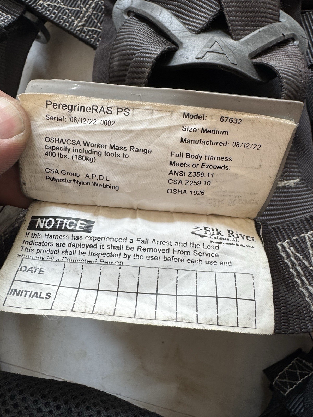 Elk River 67602 Peregrine QC Platinum Series - Medium Full Body Harness