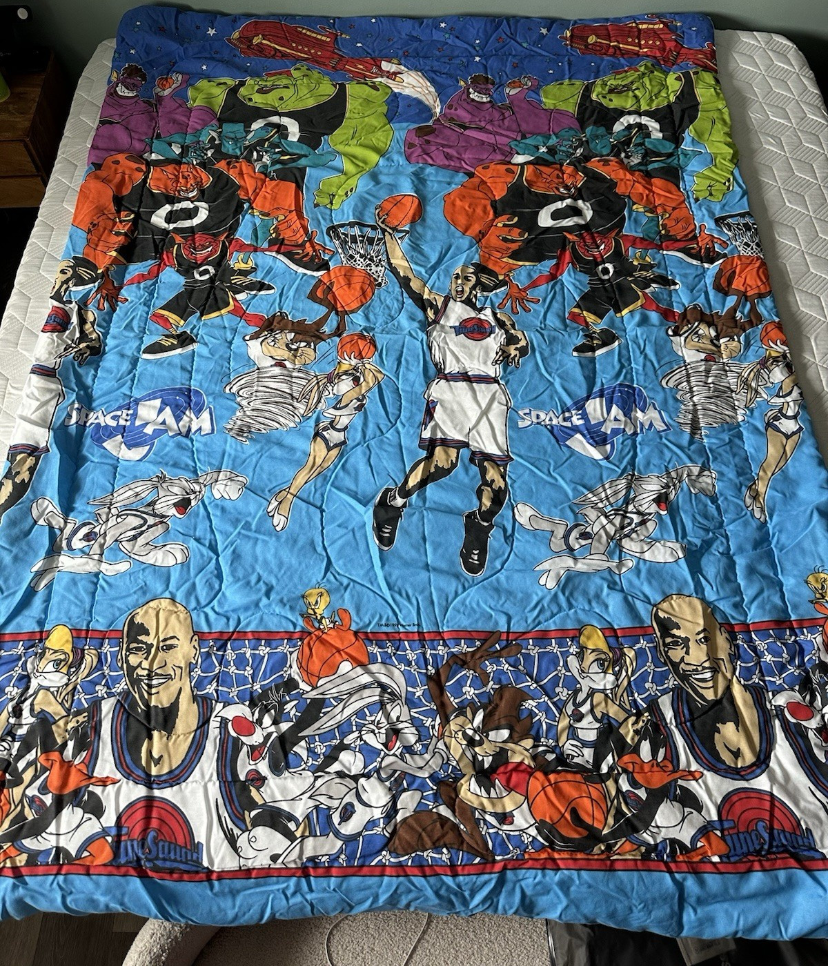 Vintage 1996 Space Jam Comforter Michael Jordan Looney Tunes Bugs Bunny TWIN