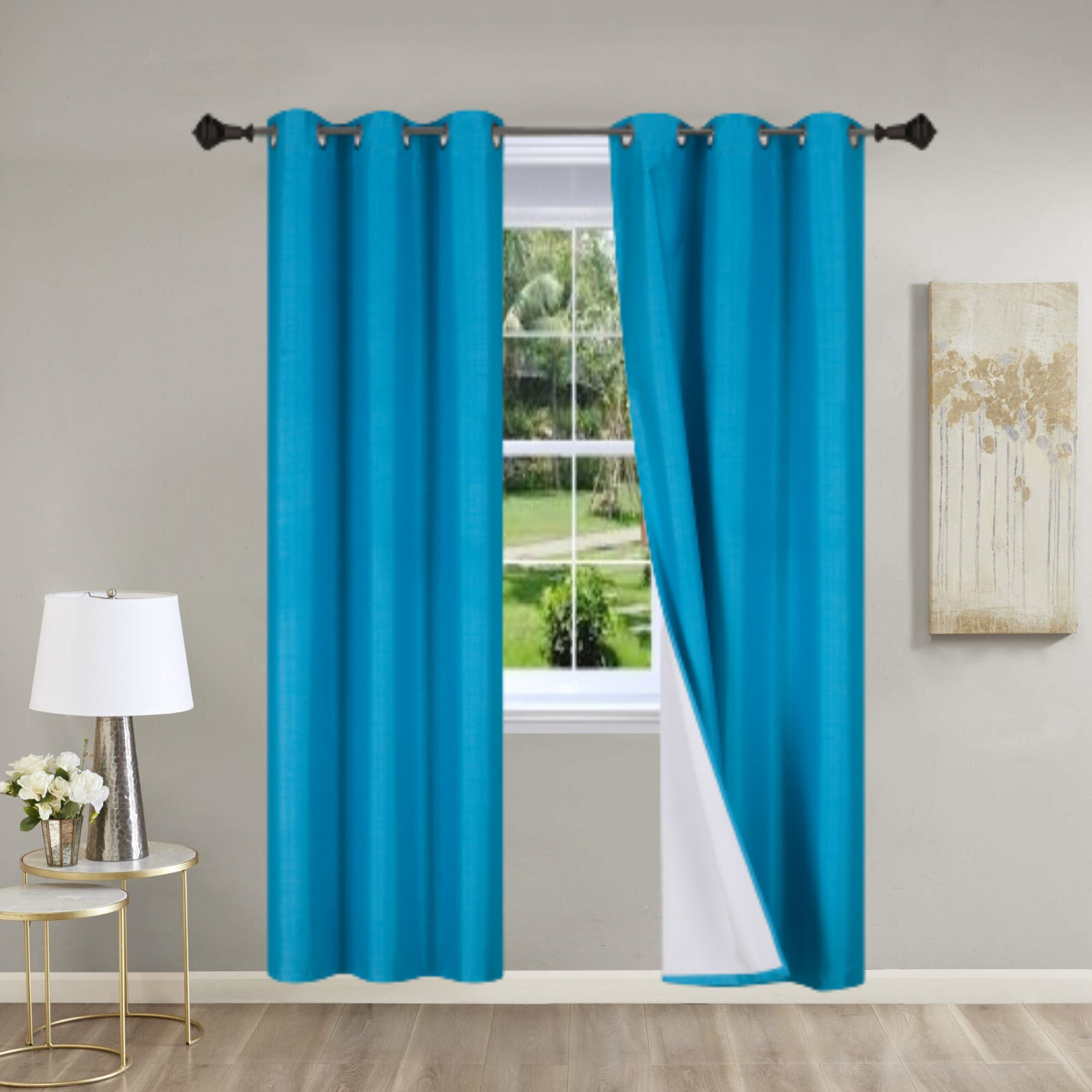 2PC Insulated Foam Lined Heavy Thick Blackout Grommet Window Curtain Panels KK92