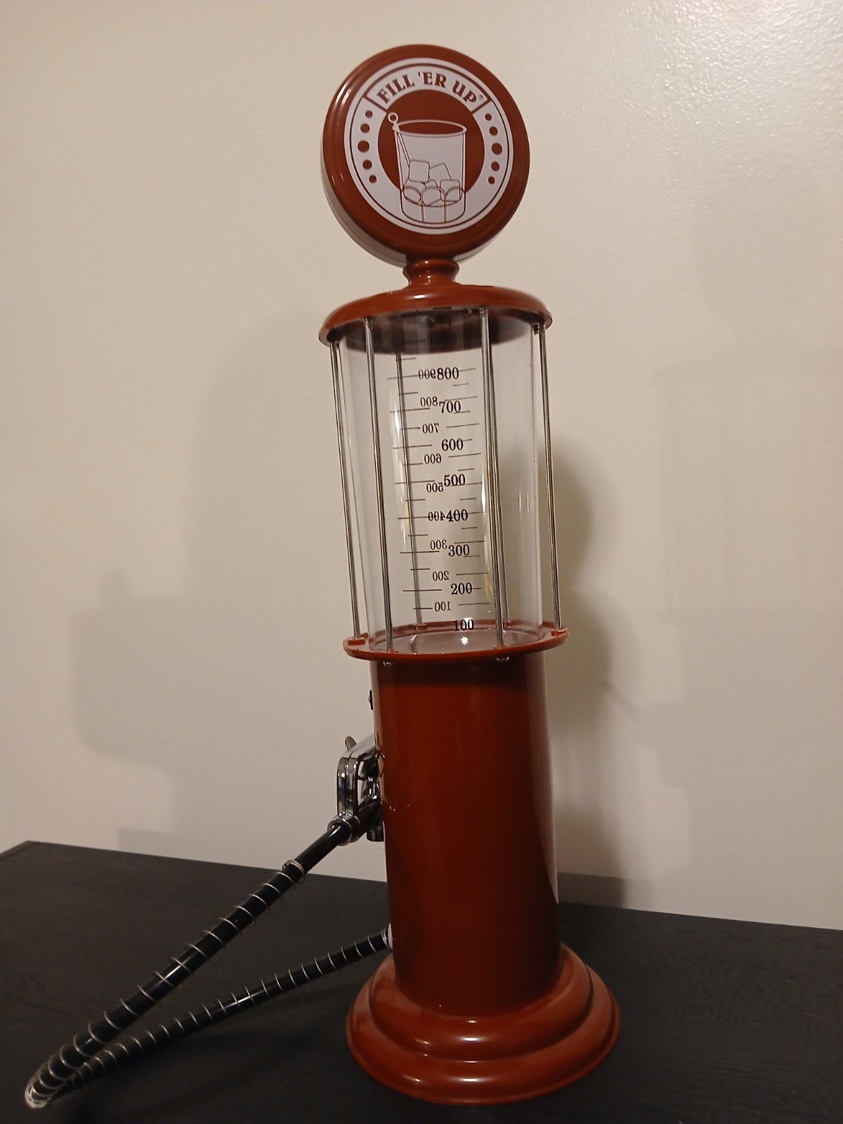 Red Gas Pump Beer, Liquor, Drink, Beverage Dispenser 900 mL Plastic "Fill Er Up"