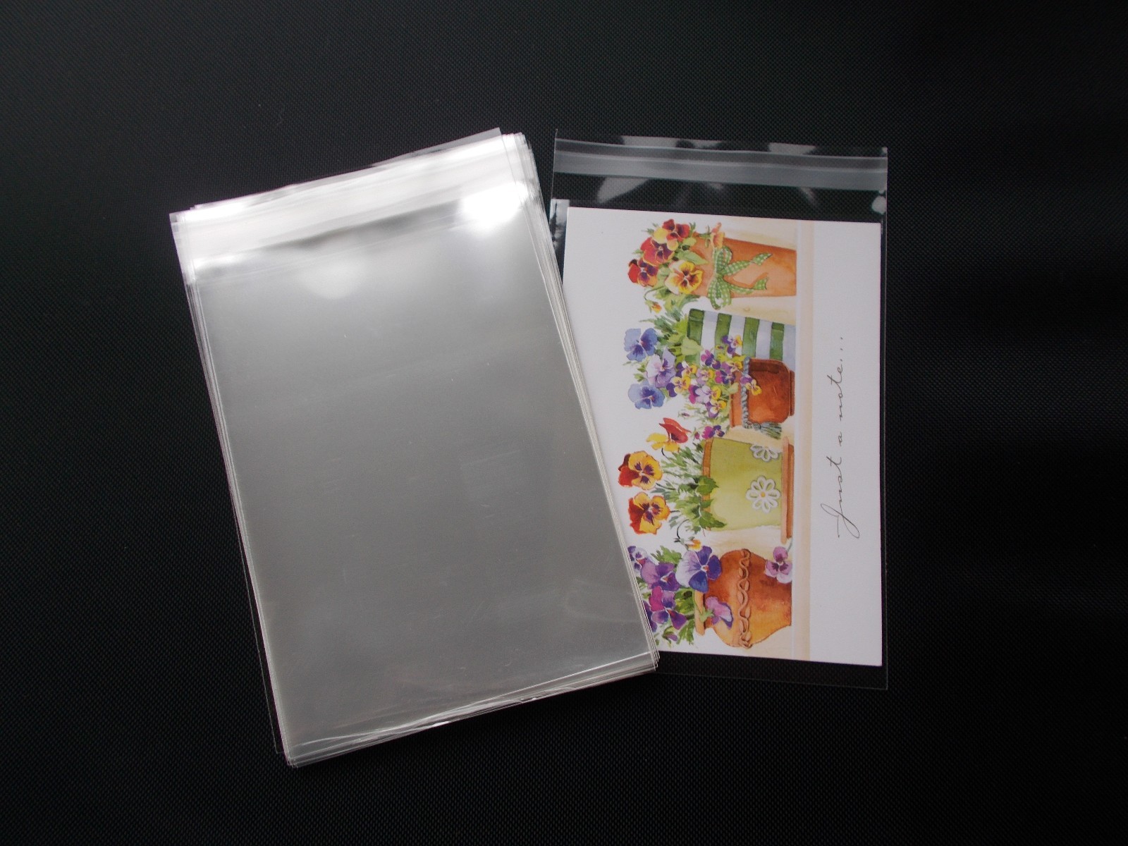 100 CLEAR CELLO SELF SEAL BAGS SLEEVES ENVELOPES 4-3/4 x 6-1/2 CARDS A6