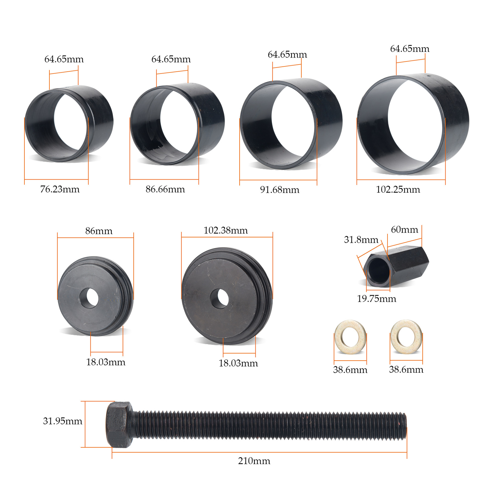 23pcs FWD Front Wheel Bearing Press Kit Removal Adapter Puller Pulley Tool Case