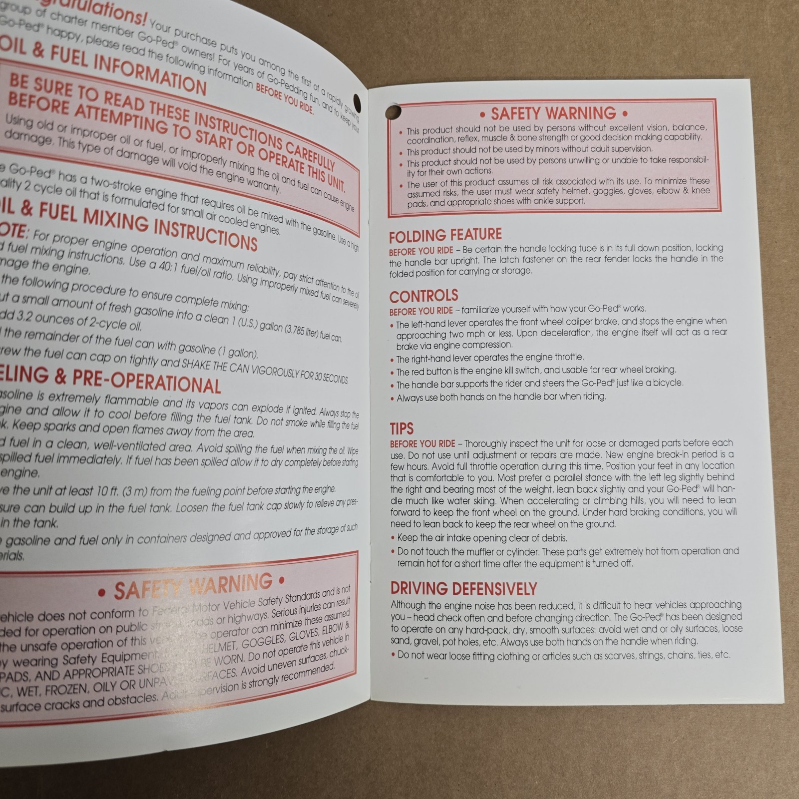 New Super OG Old Go-Ped Sport And Liquimatic Owner's Manual