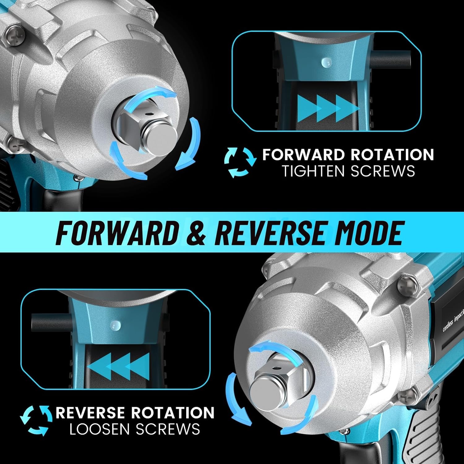 Seesii Cordless Impact Wrench 1/2" Torque 479 Ft-lbs(650Nm) Brushless Impact Gun
