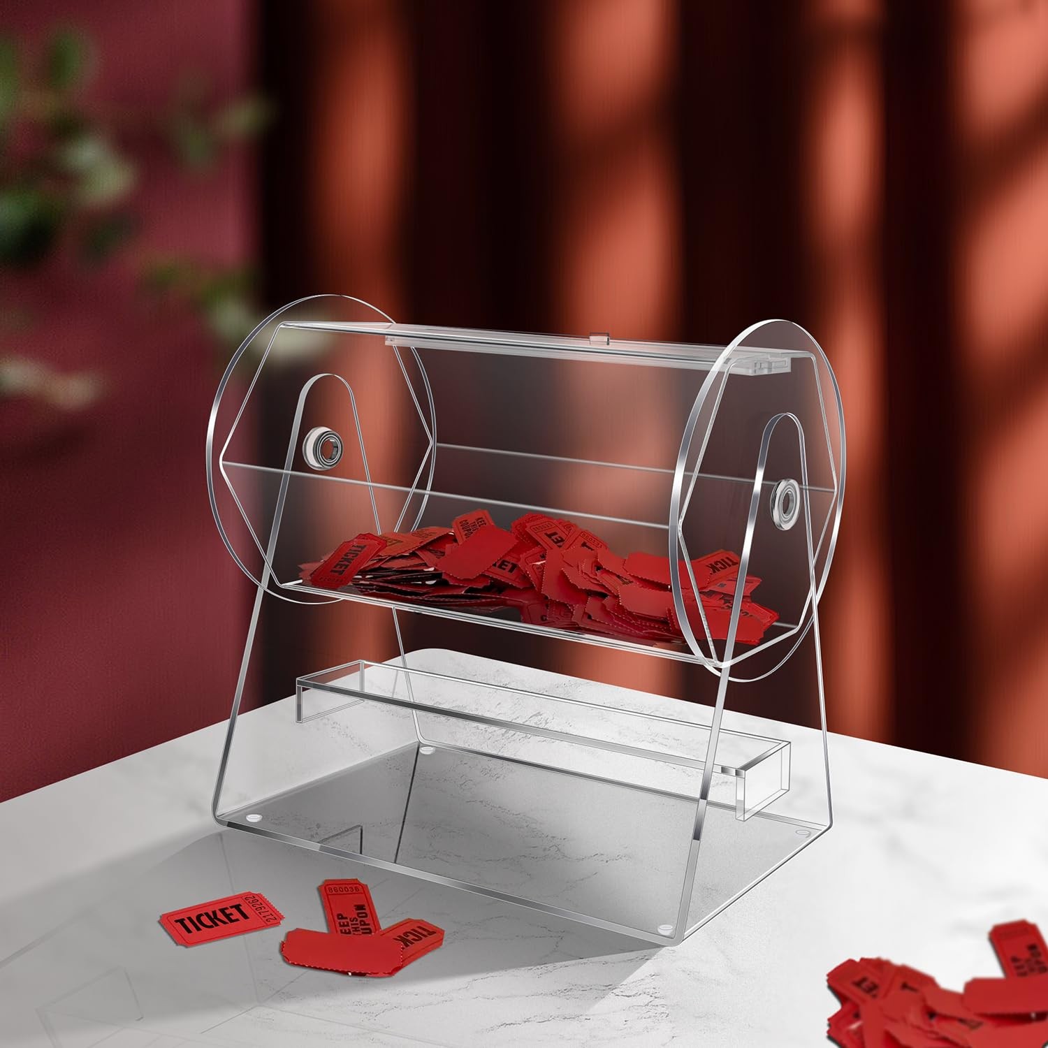 Acrylic Raffle Drum, Clear Raffle Ticket Drum Spinner Cage, Transparent Raffl...
