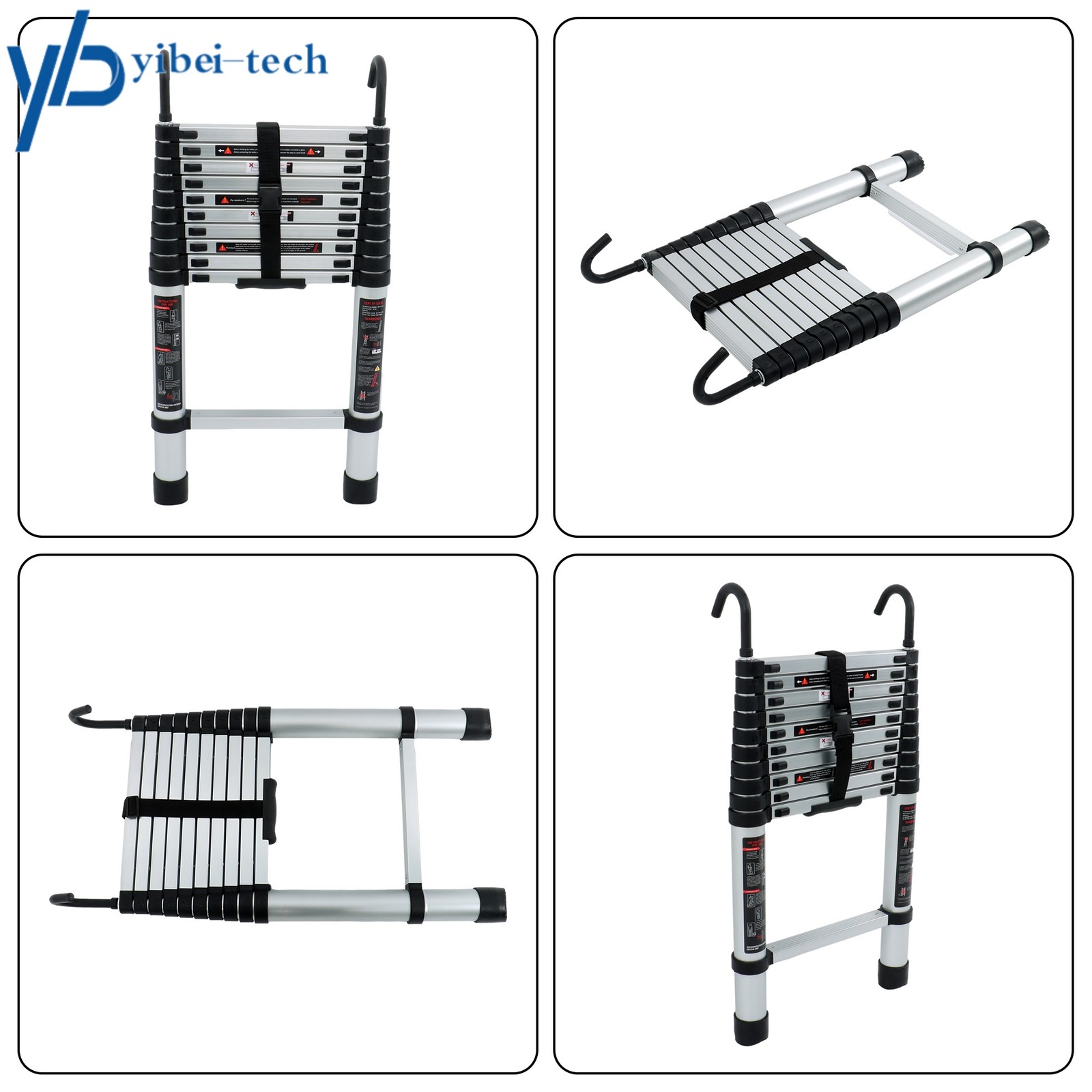 10.5 FT Telescoping Ladder Aluminum Telescopic Ladder with Hooks & Stabilizer