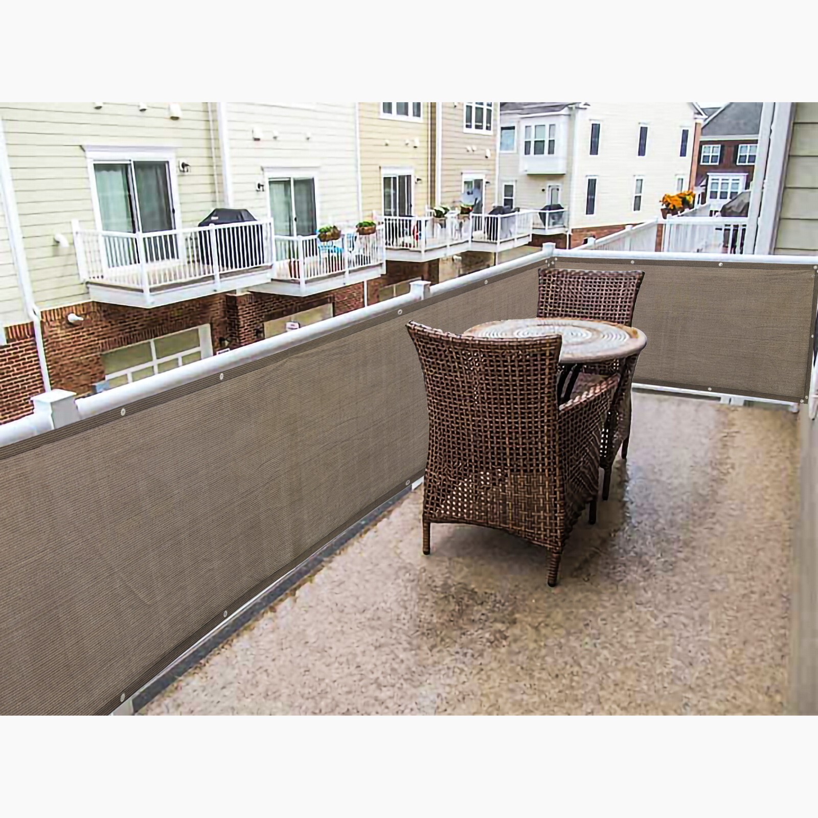 3', 4', 5', 6' Tall Outdoor Privacy Mesh Fence Screen Cover Garden Patio Brown