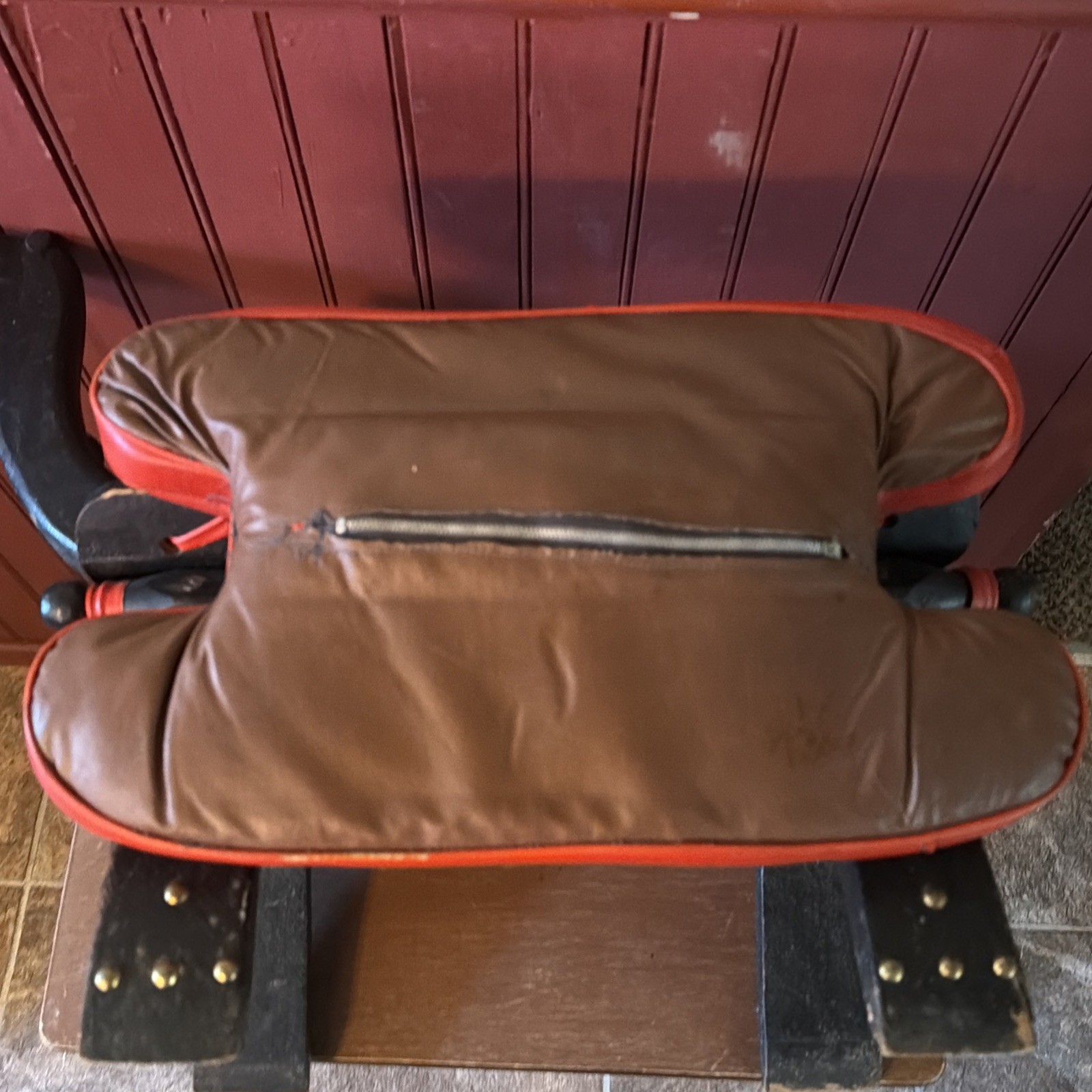 Vintage TURKISH Camel Head Pommel Padded Saddle Stool, Footstool. 23.5” X 18.5”.