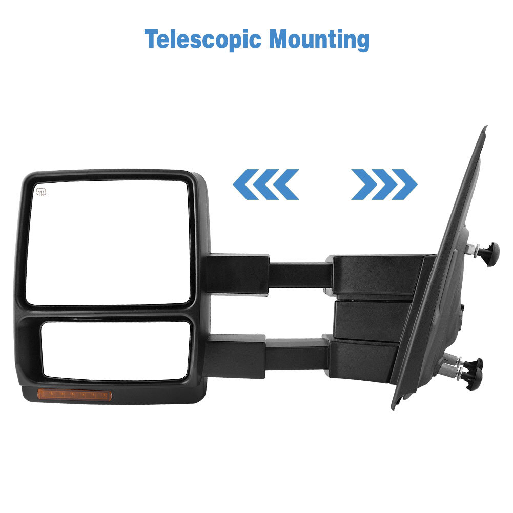 Left + Right Power Heated Puddle Light Tow Mirrors For 07-14 Ford F150 Pick up