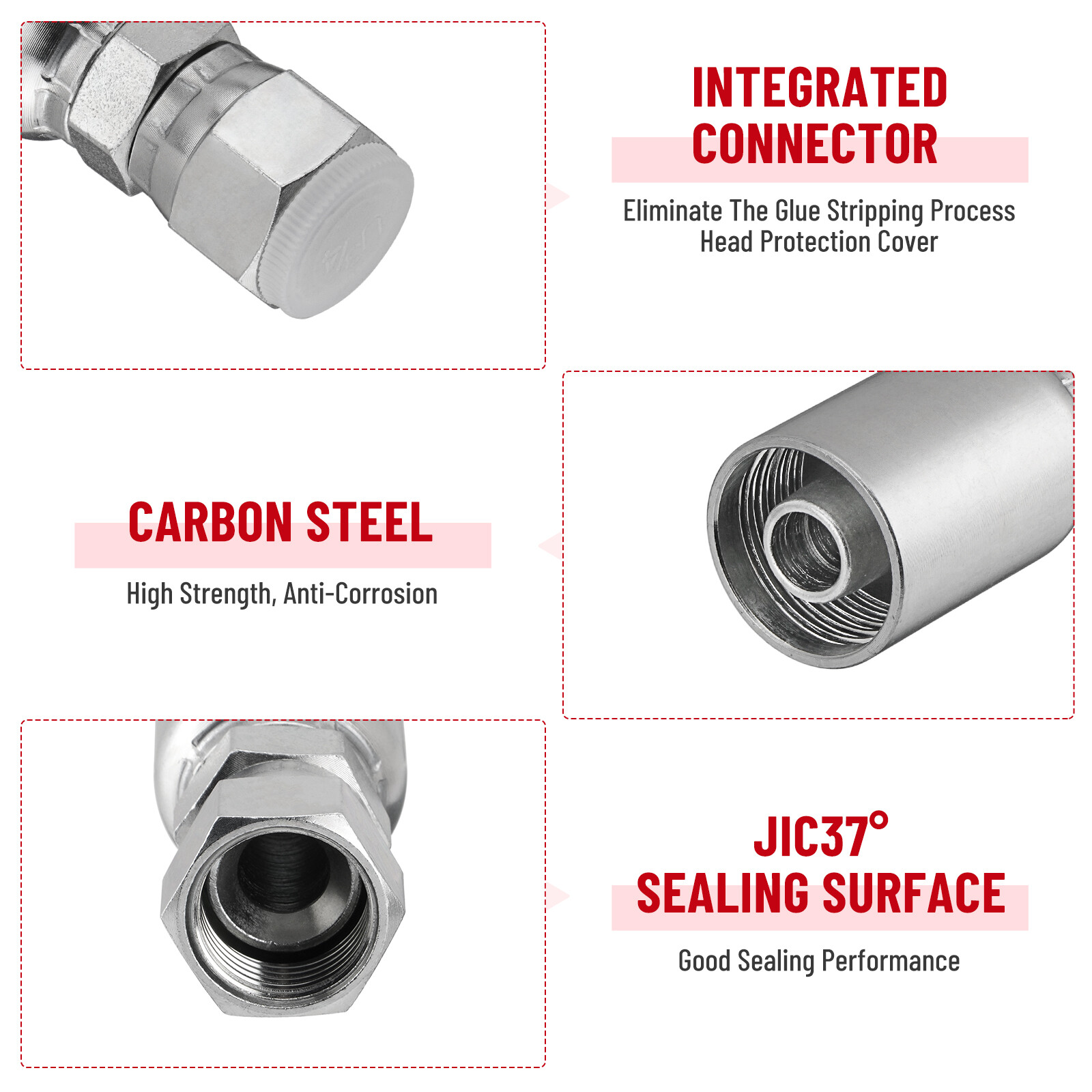 12 Pack 1/2" Hose x 1/2" JIC 37° Female Hydraulic Hose End Swivel Crimp Fitting