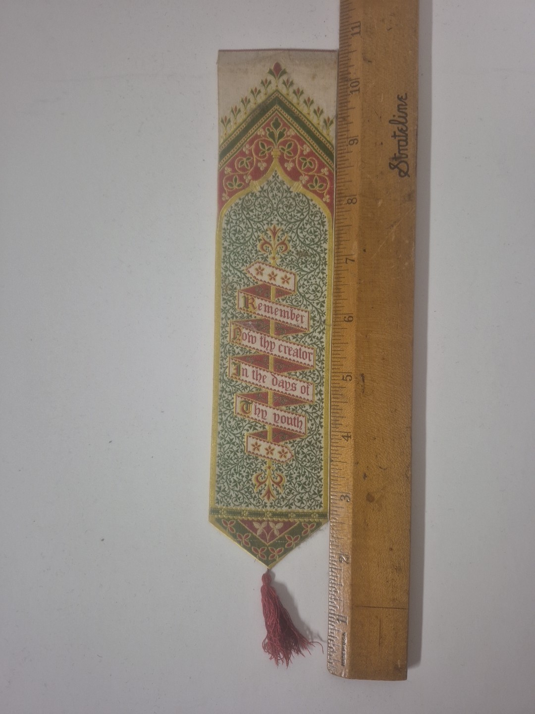 1880s-90s T. Stevens Coventry SILK Bookmark Ecclesiastes 12:1