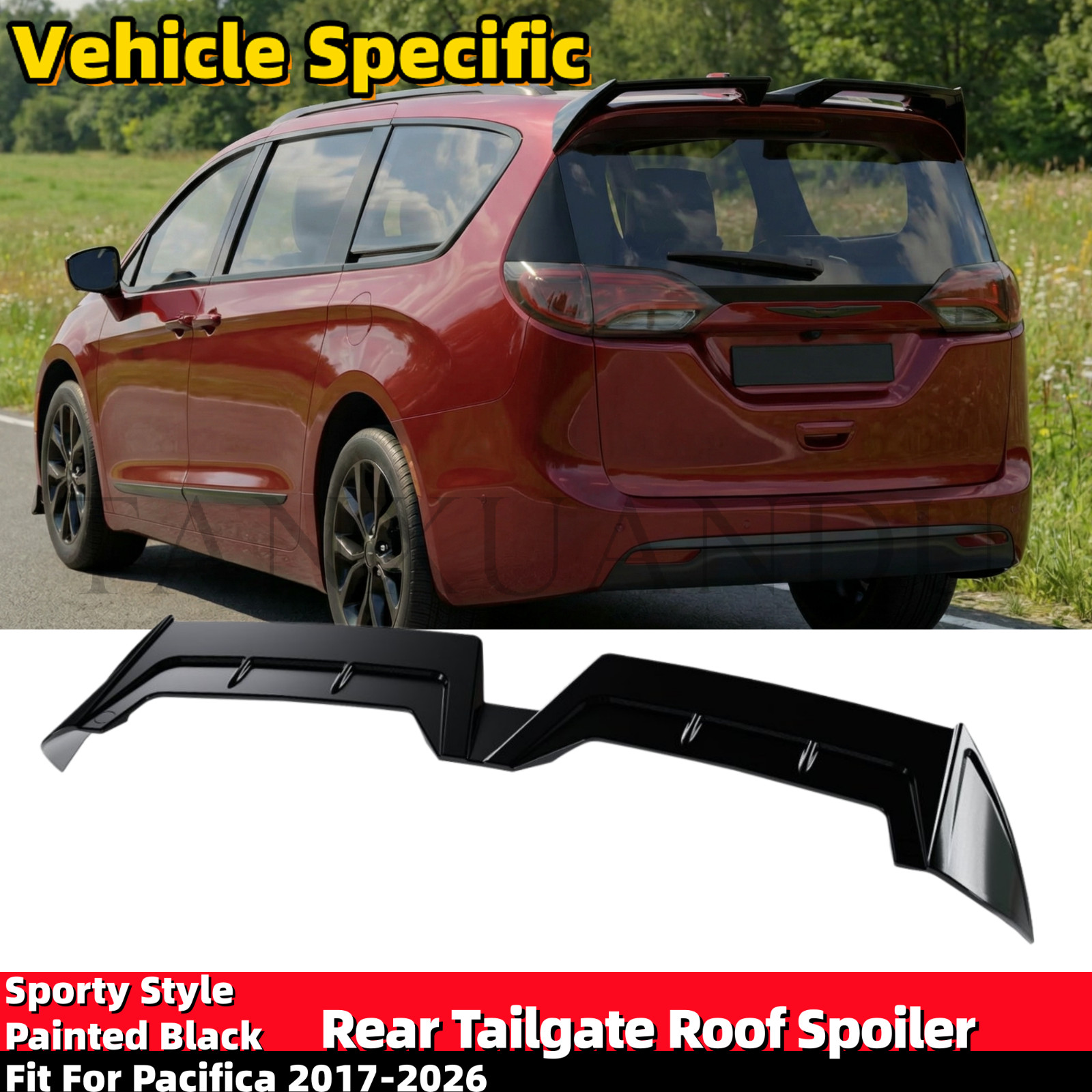 Add-on Rear Tailgate Roof Lip Spoiler Wing Fit For Chrysler Pacifica 2017-2026