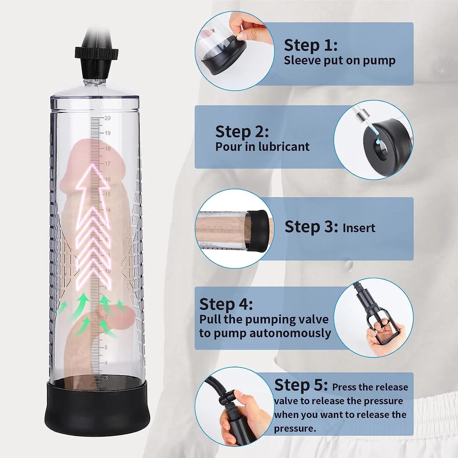 Vacuum Penis Pump for Male ED Enhancement Erectile Enlargement Penis Enlarger BG