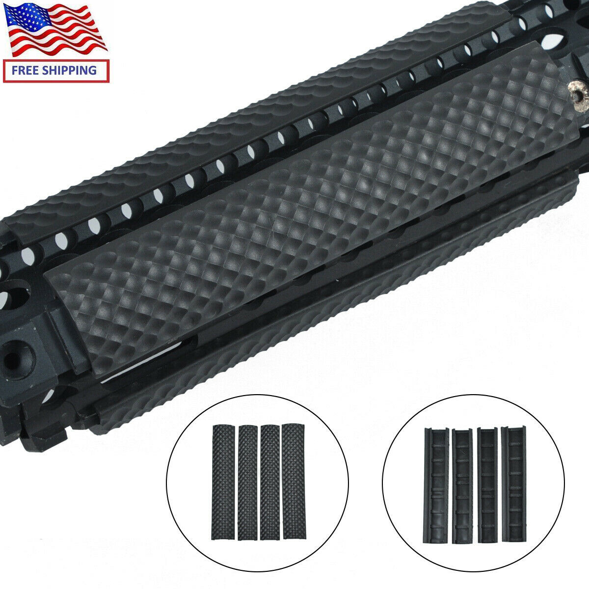 4PCS Picatinny 6.2" Rail Protector Covers,Soft Rubber Panel Golf Surface