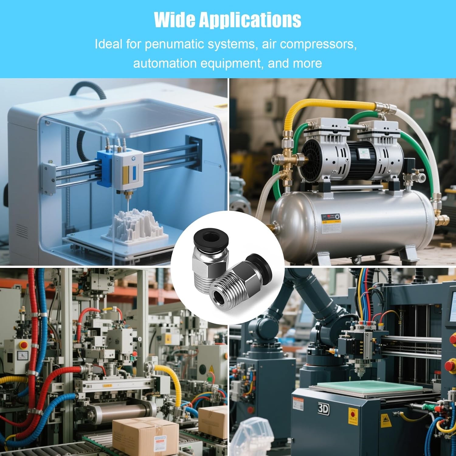 10PCS Premium PC4-M10 Pneumatic Quick Connector Fittings, Bowden Tube...