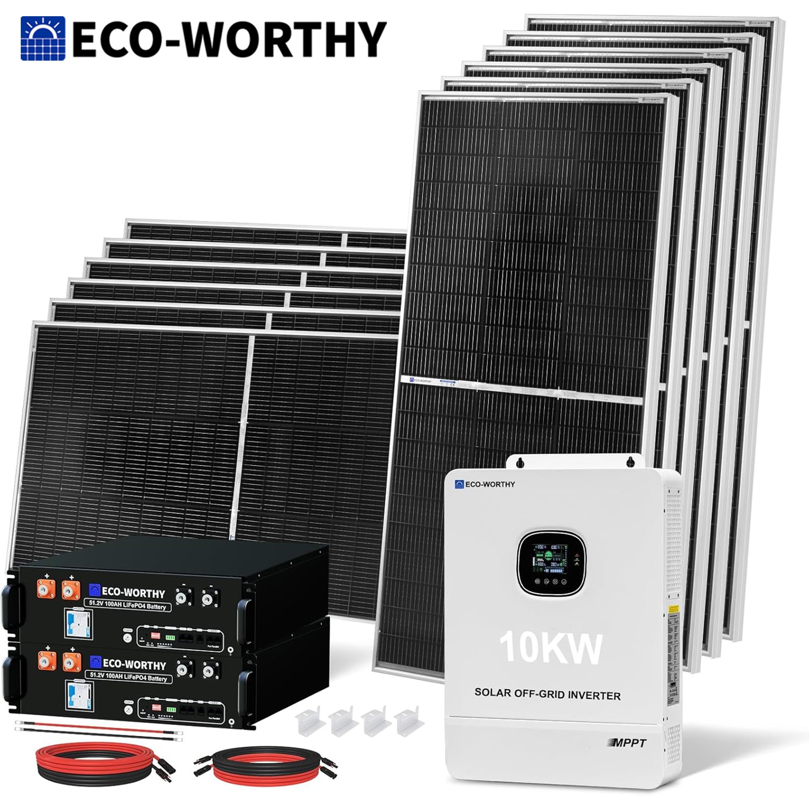 ECO-WORTHY 10KW Output 9.36KWH Off Grid Solar System Complete Kit for Home