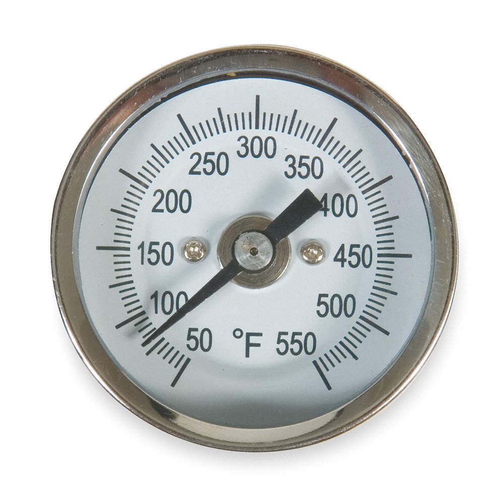 GRAINGER APPROVED 1NFW7 Bimetal Thermom,2 In Dial,50 to 550F 1NFW7