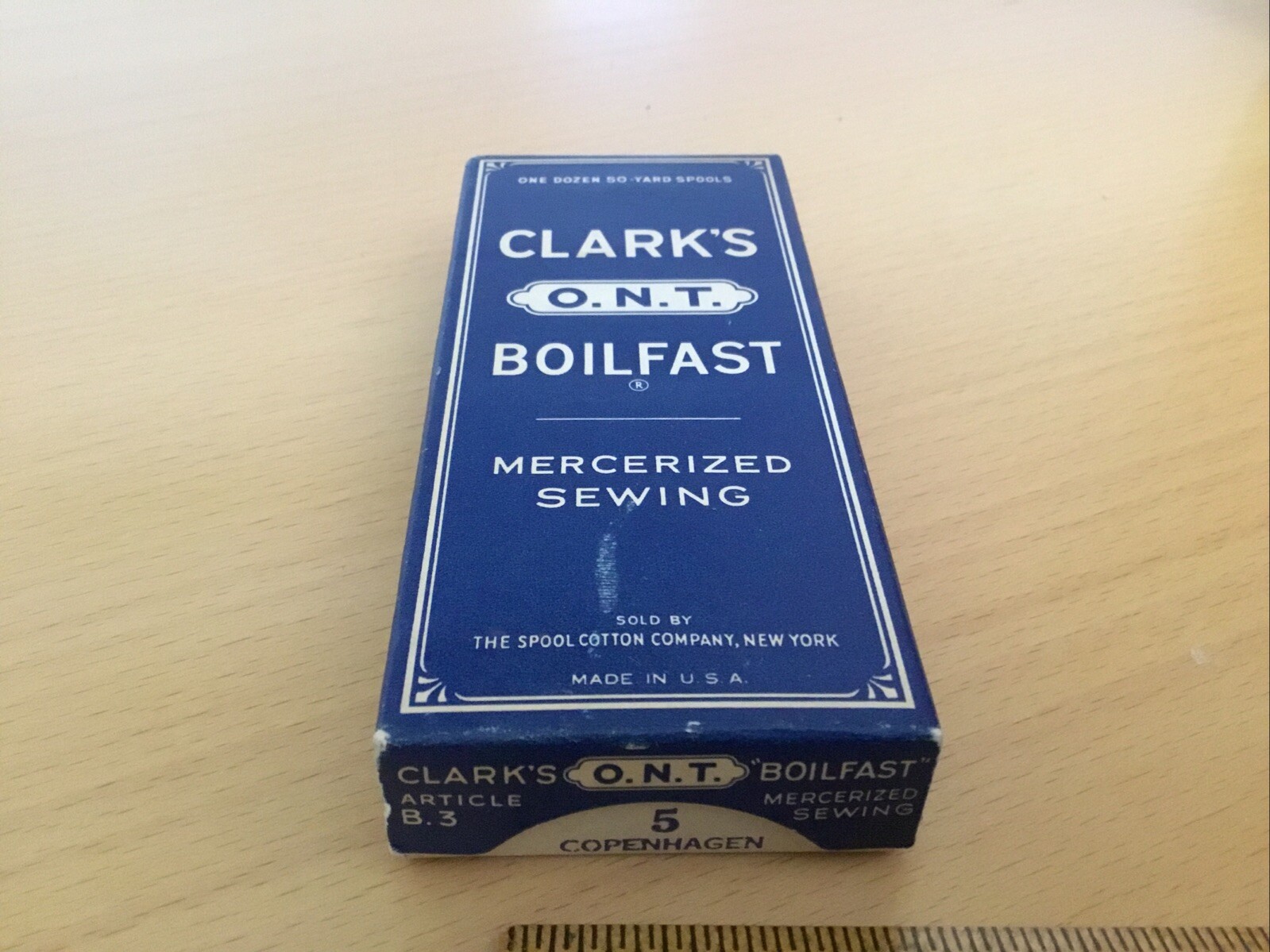 Clark's O.N.T. Boilfast Mercerized Sewing Thread Original Box 11 Wood Spools