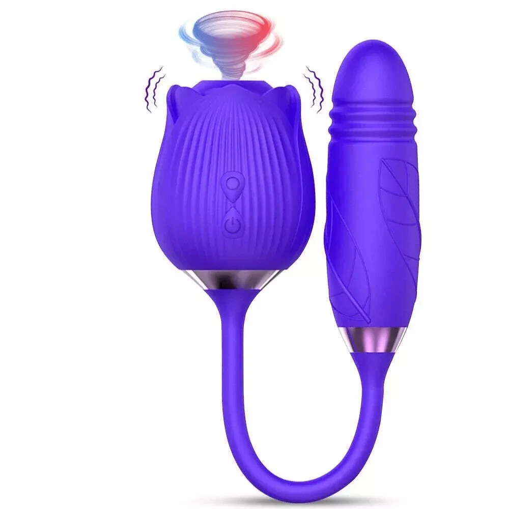 Rose Shape Sucking Vibrator Clitoral G-spot Suction Sex Toy 10 Speed WaterProof