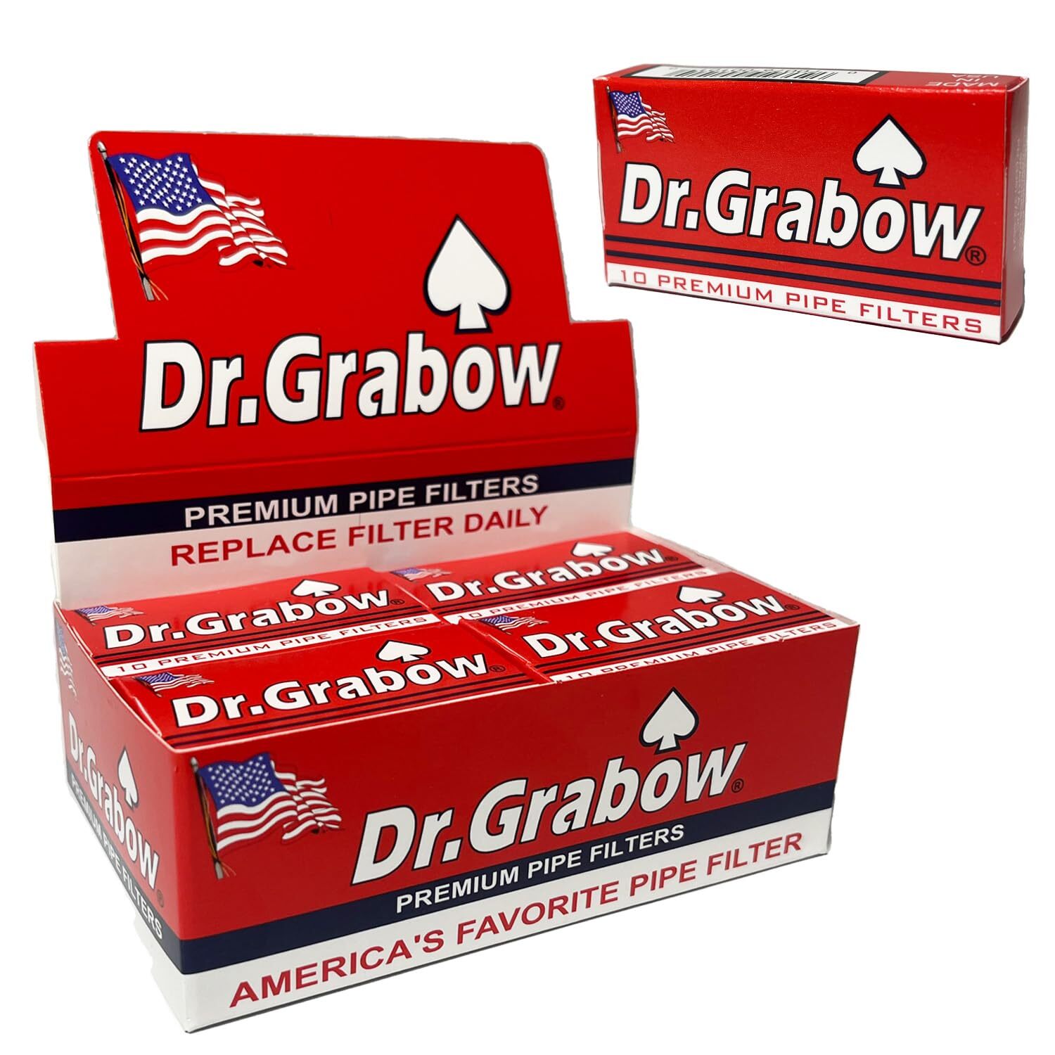 Dr Grabow Pipe Filters (Full Display Box of 12 Units, 120 Filters Total)