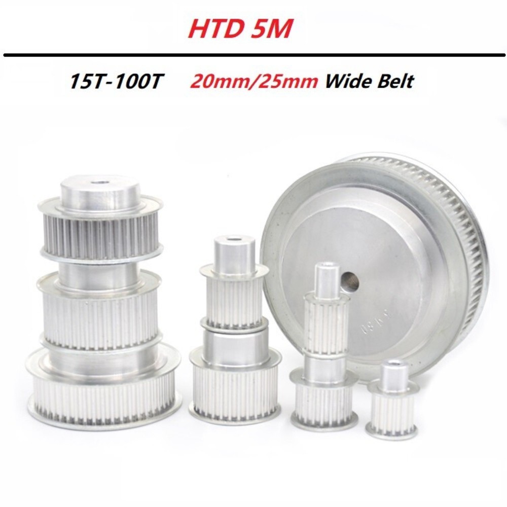 5M Timing Belt Pulley HTD Pitch 5mm 15T-100T Width 20mm/25mm Process Hole Bore
