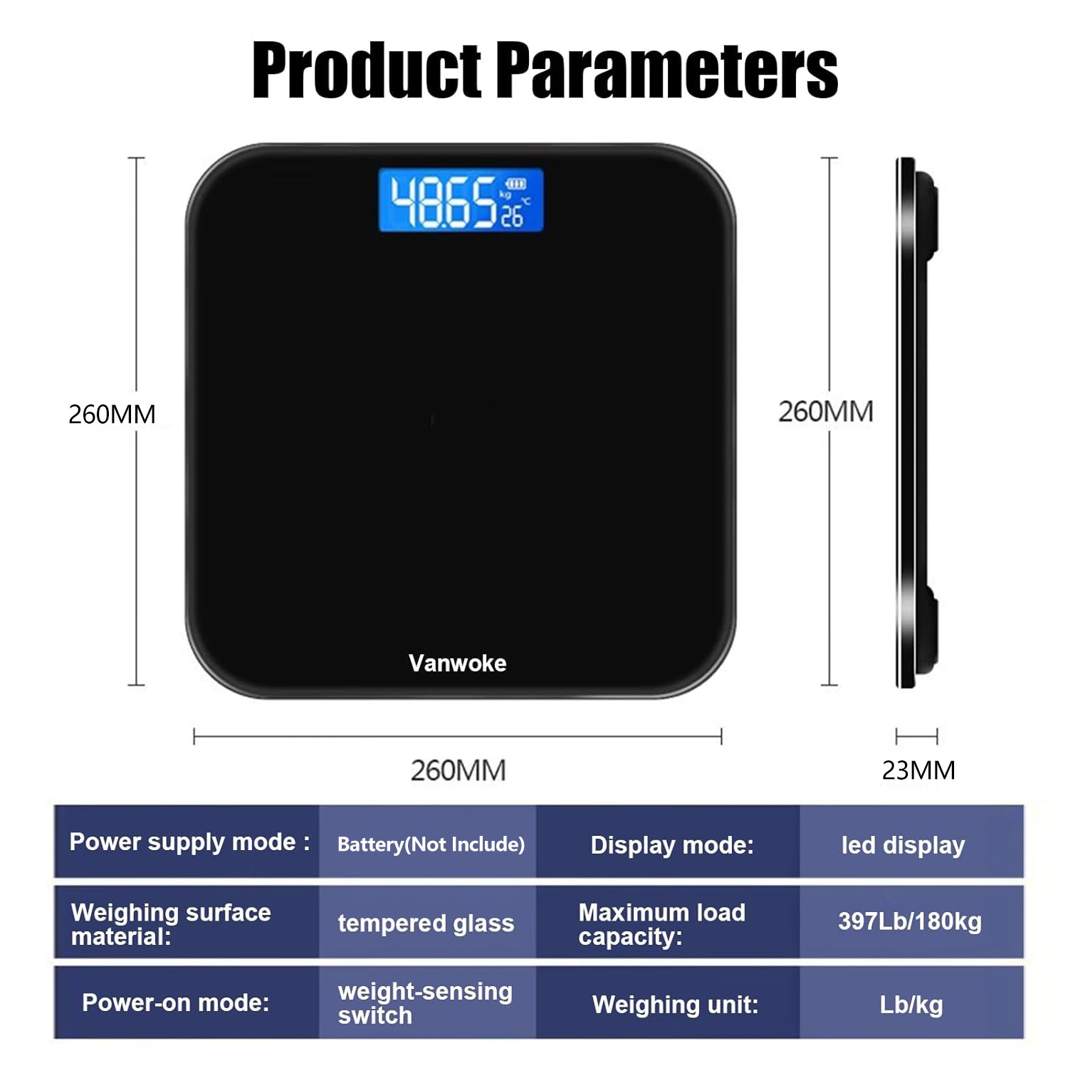 Digital Body Weight Scale Backlit Display High Precision BathroomScale 400 lbs