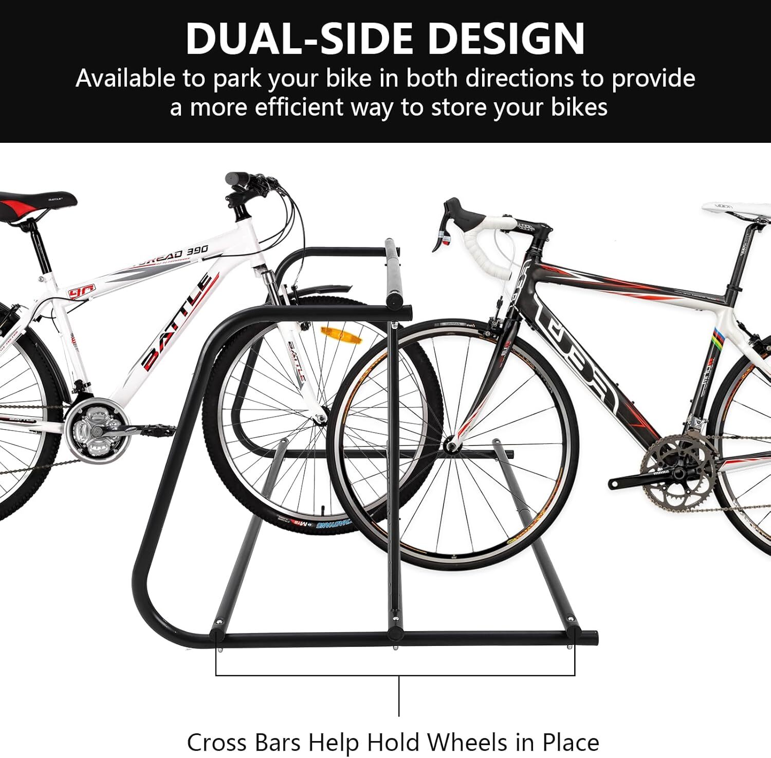 Floor Grid Bike Rack Stand 10-Bike Capacity Dual Side Bike Storage Parking Stand