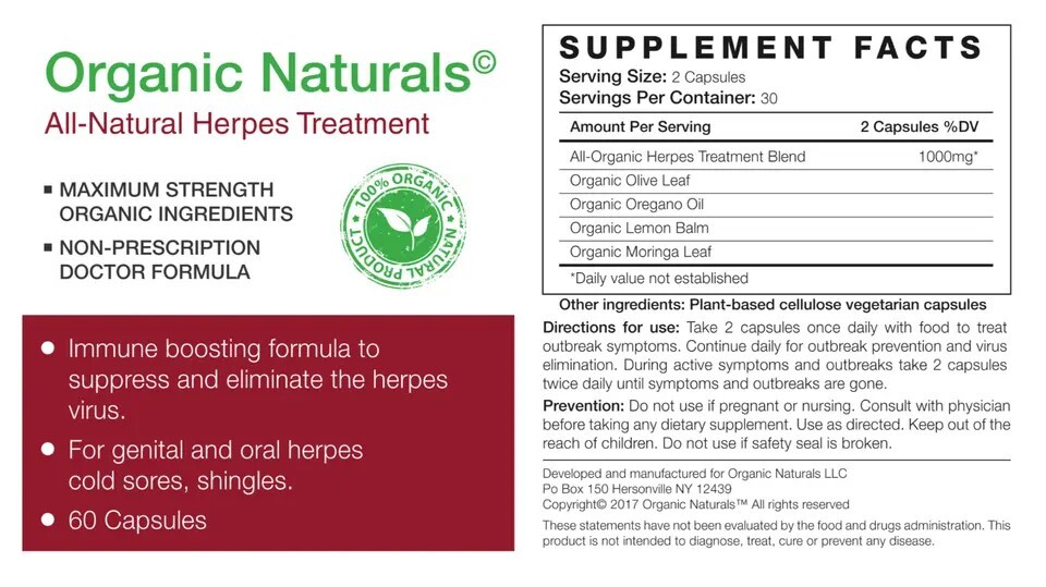 All-Natural Outbreak Treatment Supplement- by Organic Naturals - 60 Capsules