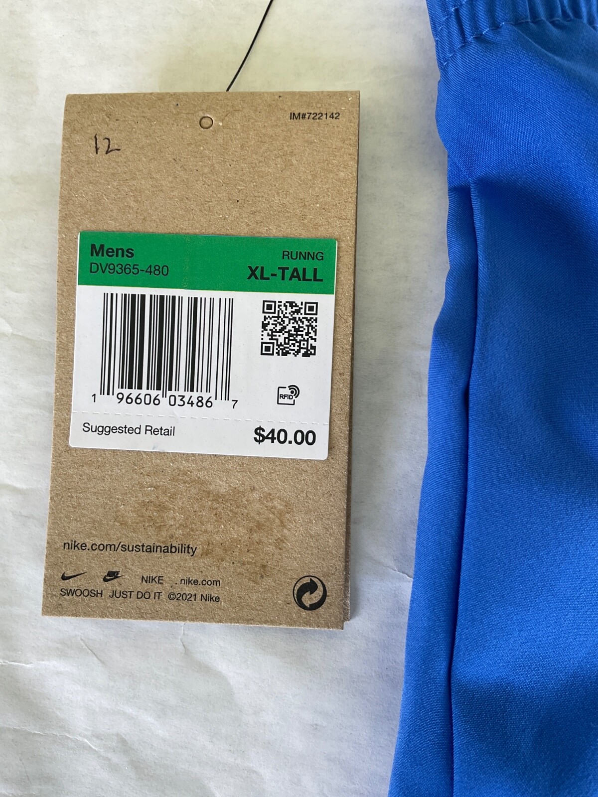 Nike Dri Fit Running Shorts 9 Inch Polyester Men New Royal Blue